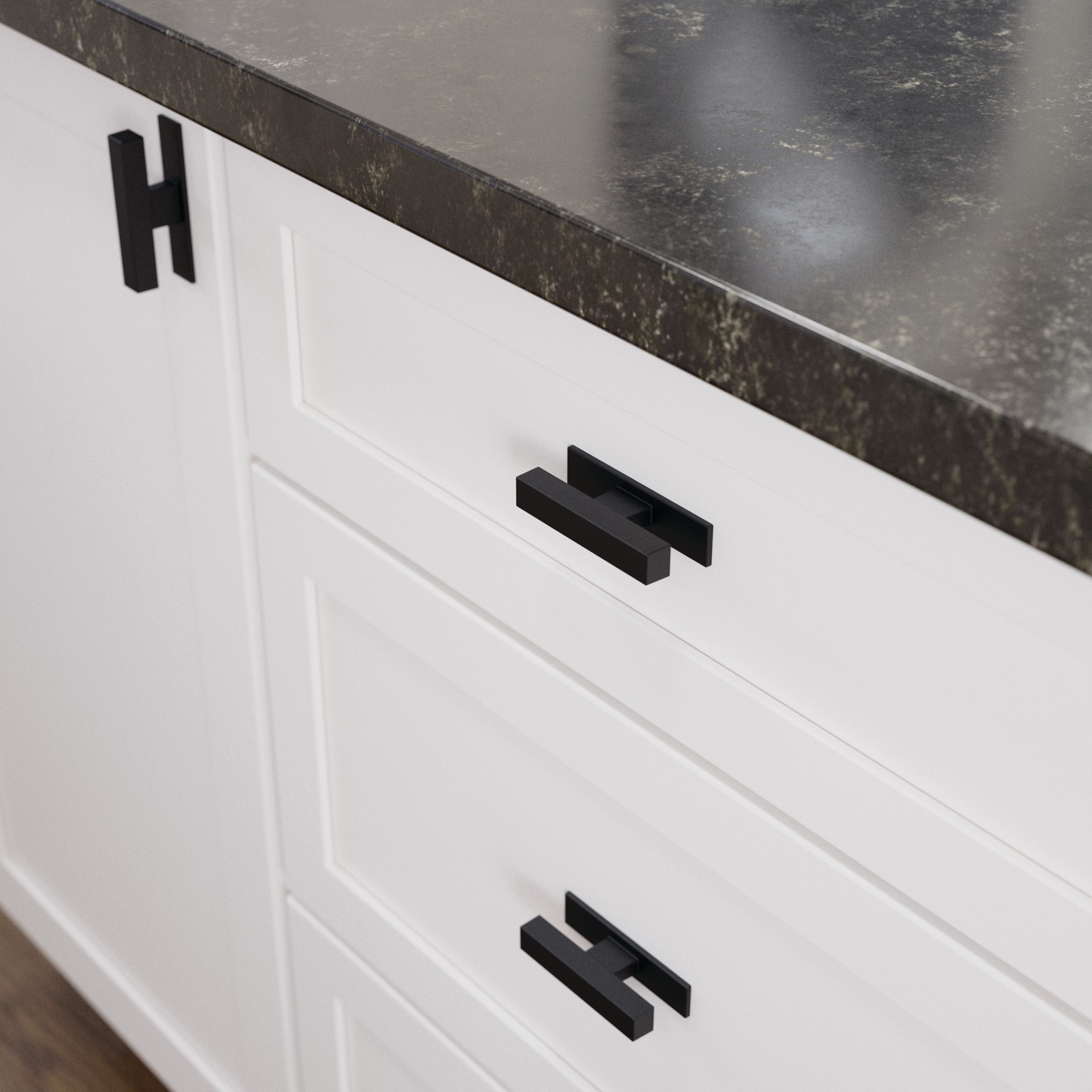 slide 2 of 6, Origin 21 Mikkel 2-3/4-in Matte Black Rectangular Cabinet Knob, 1 ct