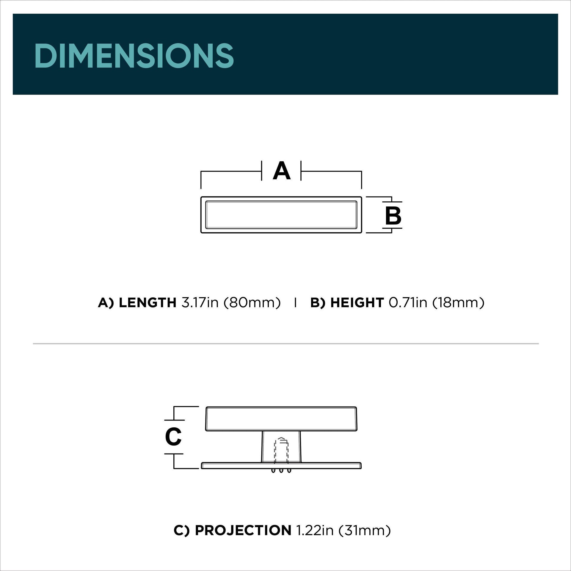 slide 6 of 6, Origin 21 Mikkel 2-3/4-in Matte Black Rectangular Cabinet Knob, 1 ct