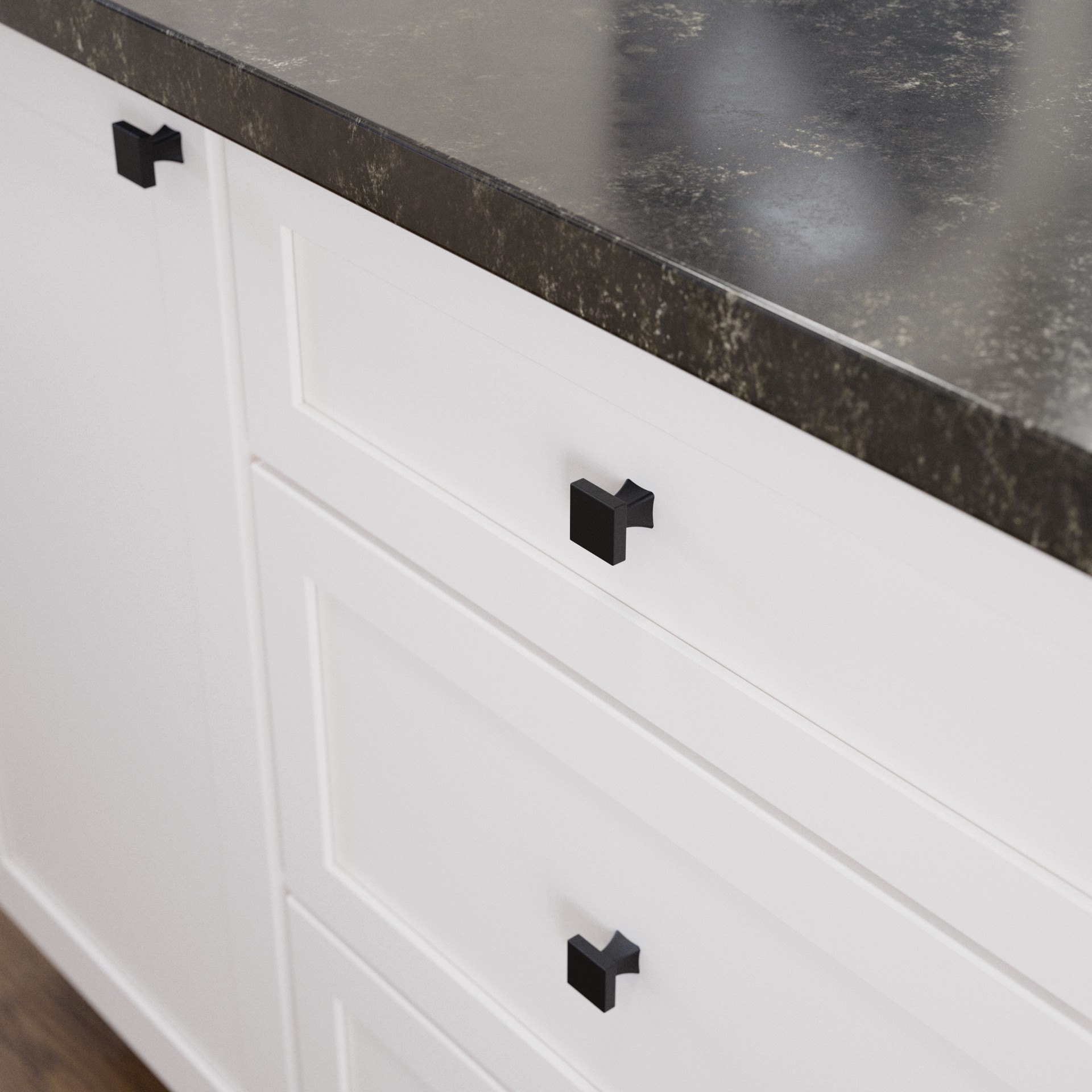 slide 2 of 6, allen + roth Margaret 1-in Matte Black Square Cabinet Knob, 1 ct