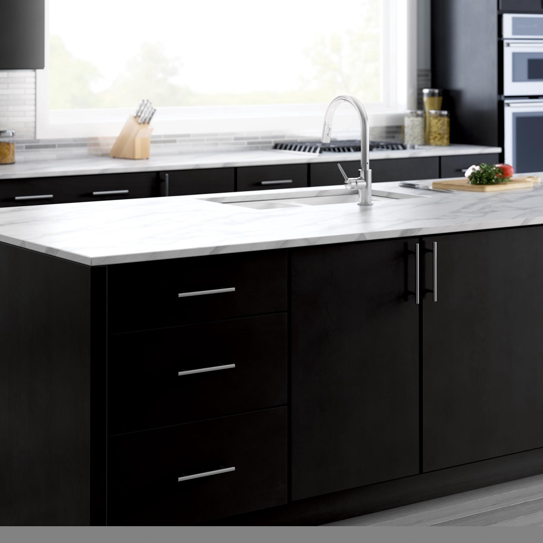 slide 6 of 6, Origin 21 Axel 5-1/16-in , 128mm Center to Center Solid Steel Polished Chrome Cylindrical Bar Drawer Pull, 1 ct