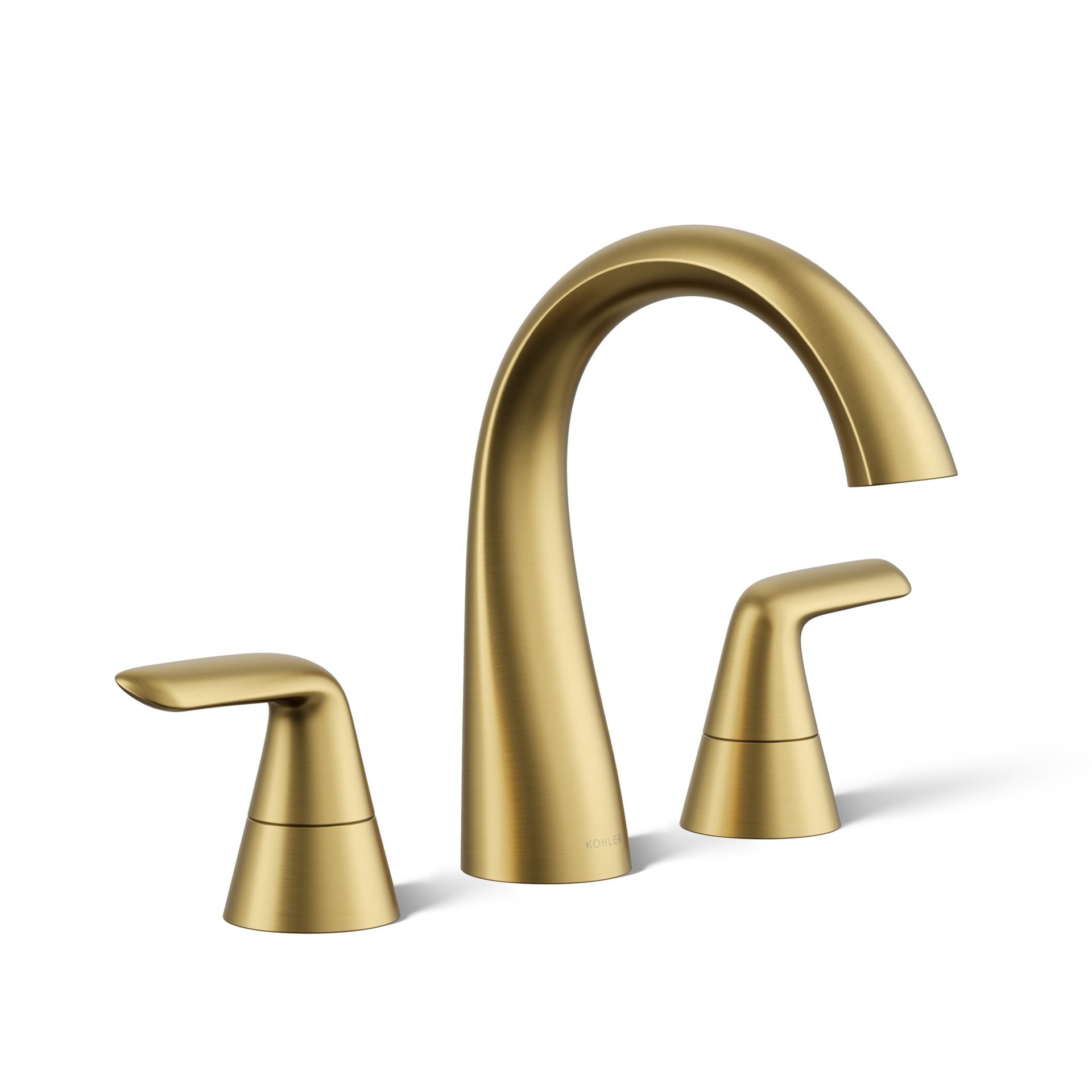 slide 2 of 6, KOHLER Avail Vibrant Brushed Moderne Brass Widespread 2-handle WaterSense Mid-arc Residential Handle Bathroom Sink Faucet with Drain, 1 ct