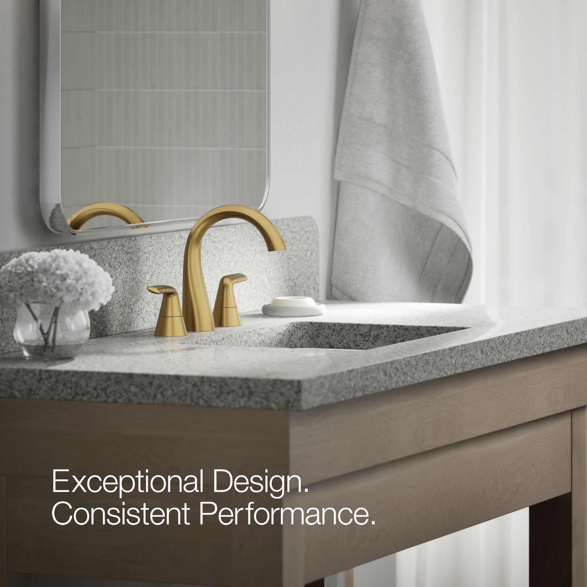 slide 4 of 6, KOHLER Avail Vibrant Brushed Moderne Brass Widespread 2-handle WaterSense Mid-arc Residential Handle Bathroom Sink Faucet with Drain, 1 ct