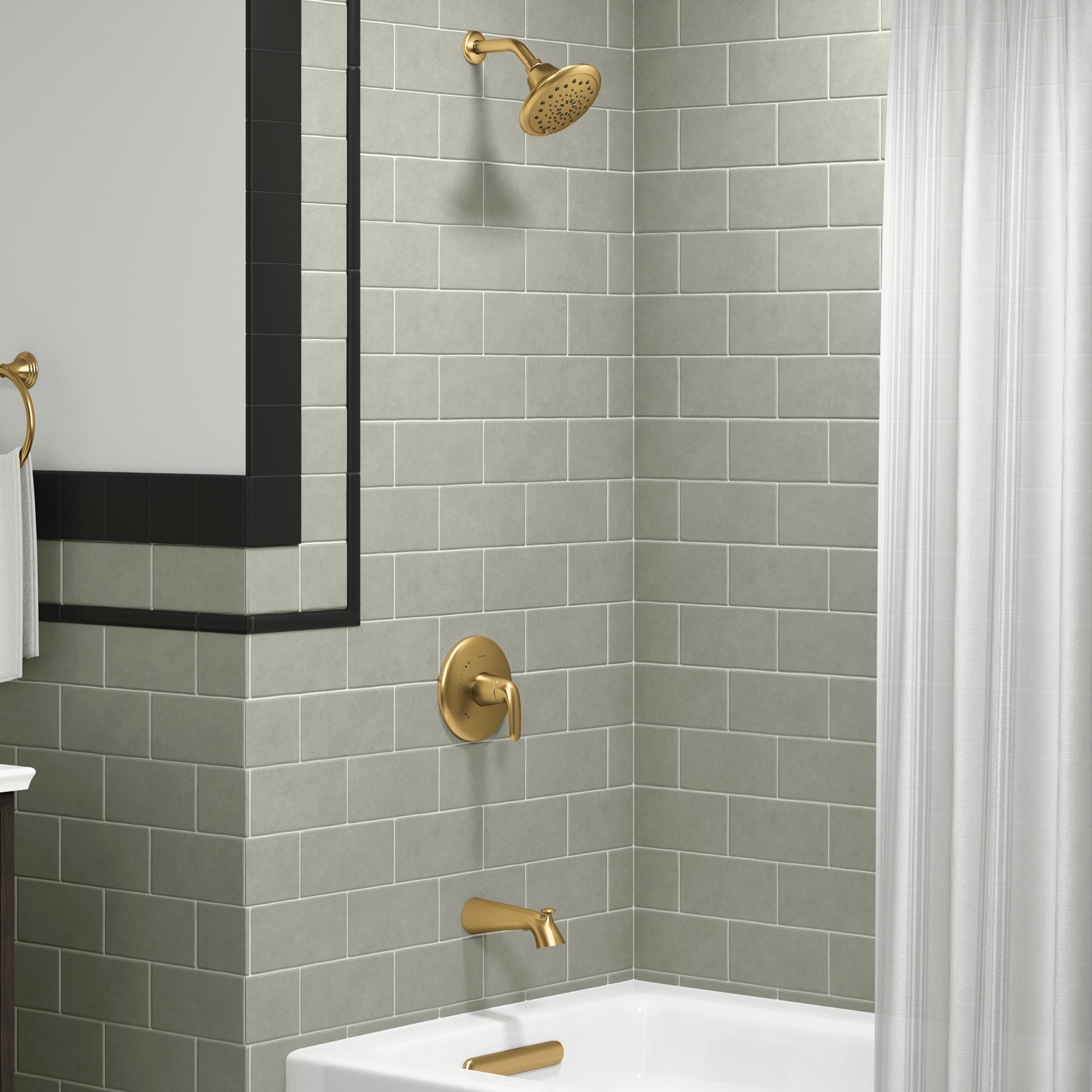 slide 2 of 6, KOHLER Avail Vibrant Brushed Moderne Brass 1-handle 7.25-in Round Bathtub and shower Faucet with Valve (Multi-function), 1 ct