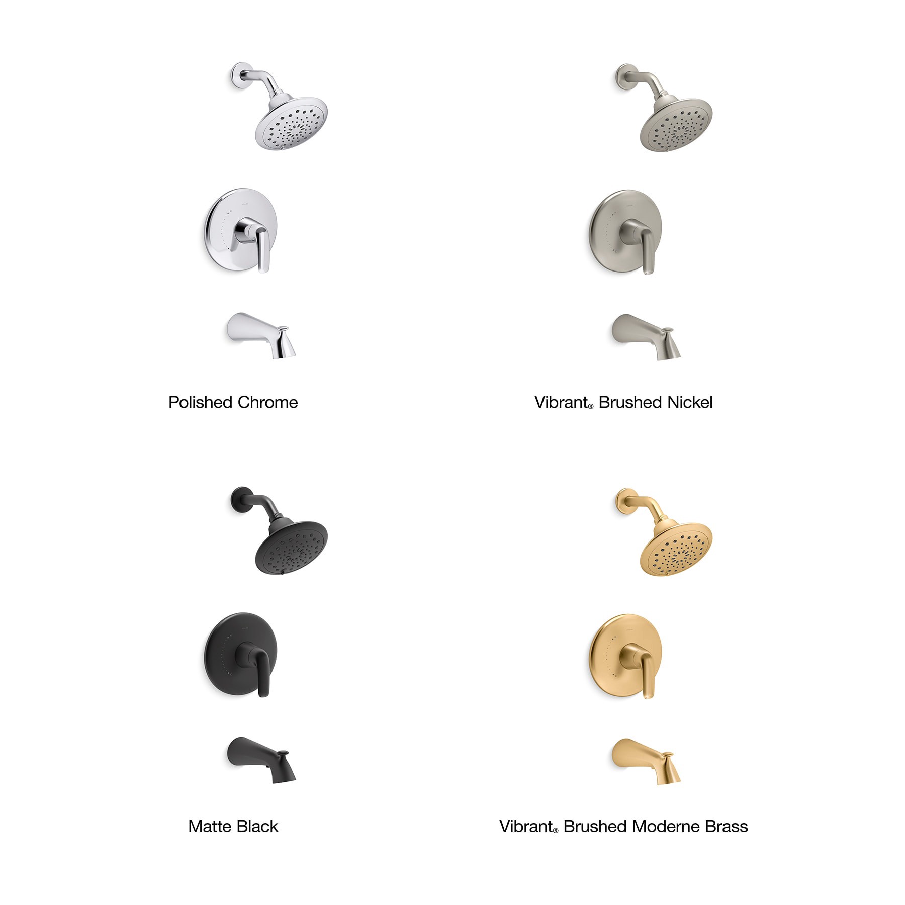 slide 6 of 6, KOHLER Avail Vibrant Brushed Moderne Brass 1-handle 7.25-in Round Bathtub and shower Faucet with Valve (Multi-function), 1 ct