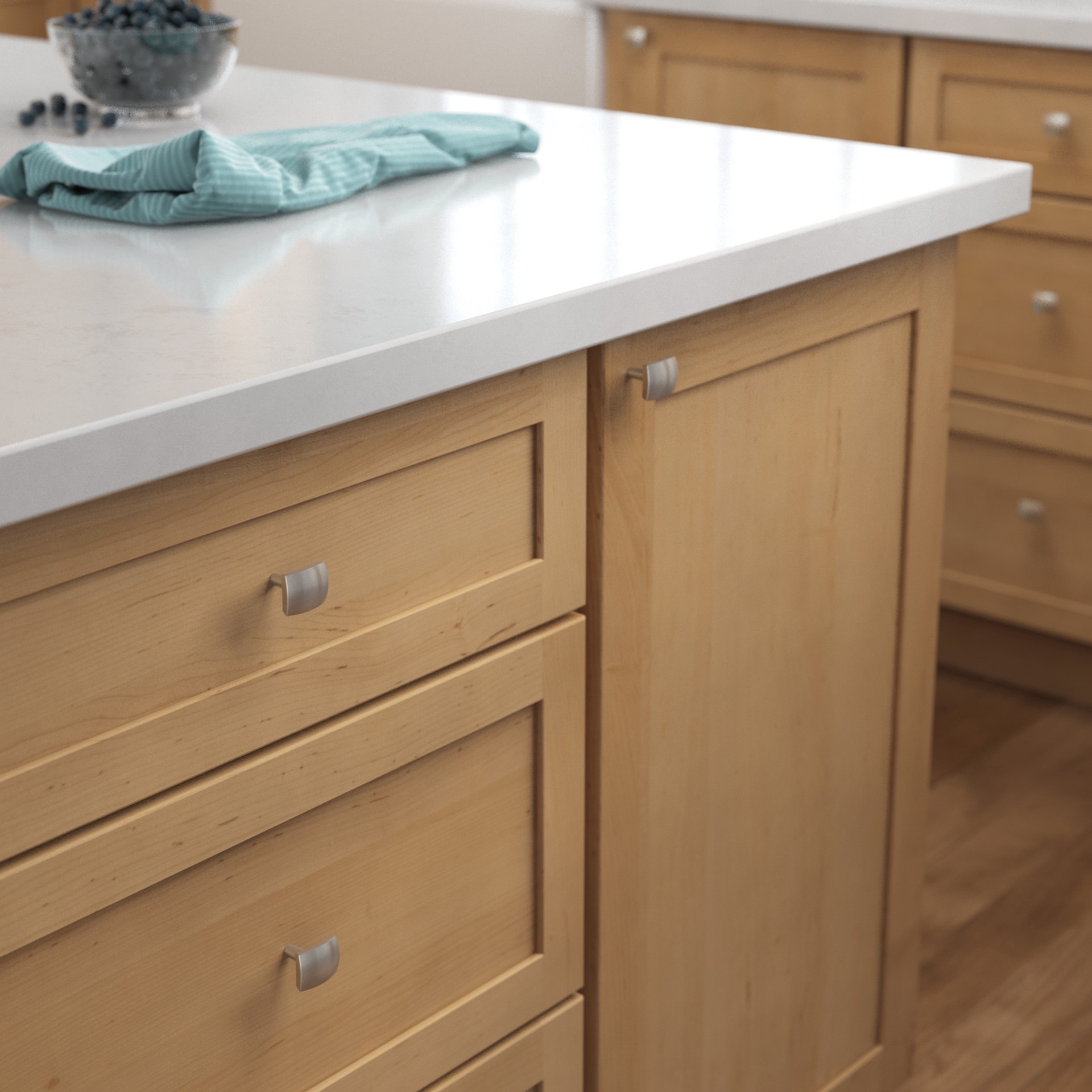 slide 2 of 6, allen + roth Amelia 1-7/32-in Satin Nickel Rectangular Cabinet Knob 6 -Pack, 1 ct