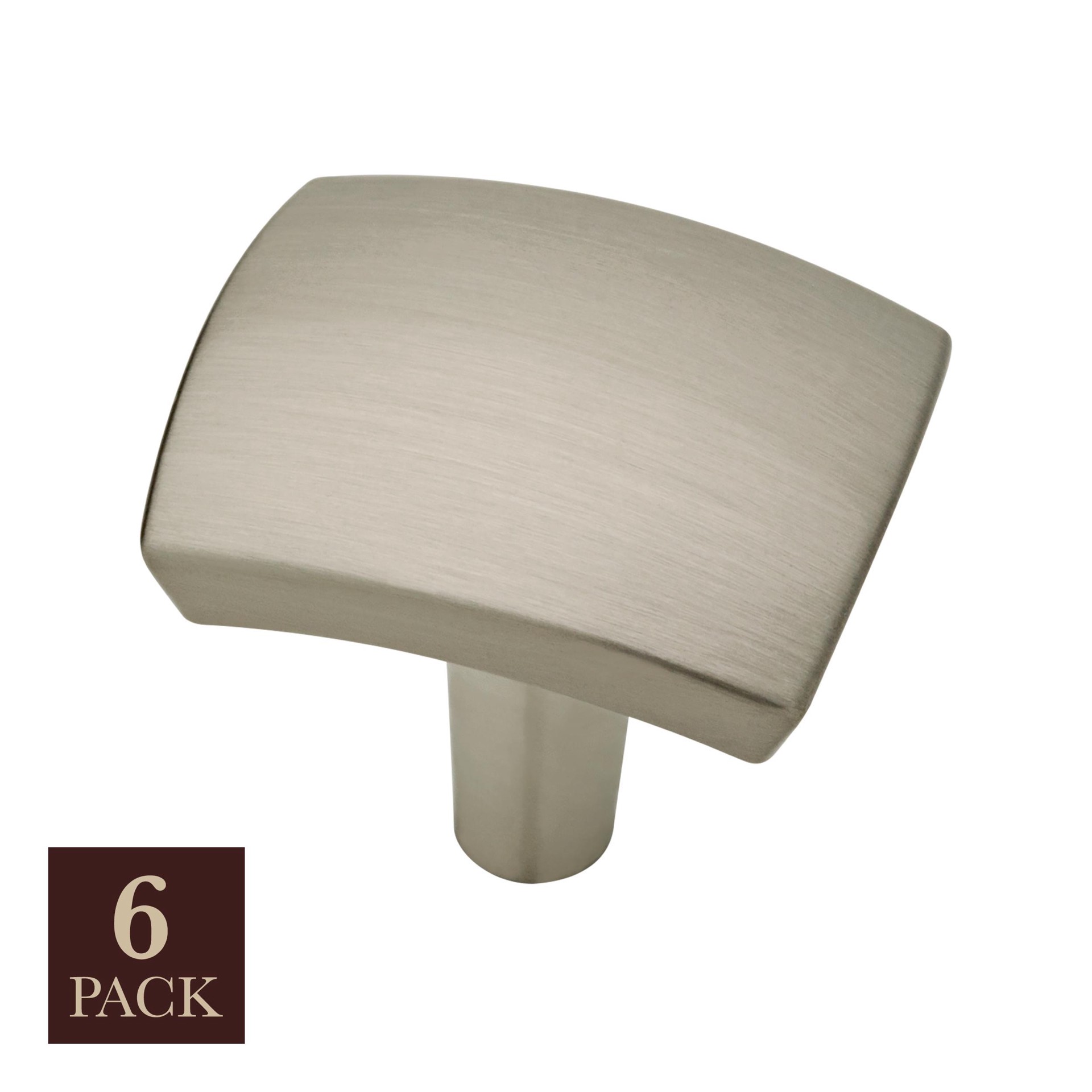 slide 1 of 6, allen + roth Amelia 1-7/32-in Satin Nickel Rectangular Cabinet Knob 6 -Pack, 1 ct