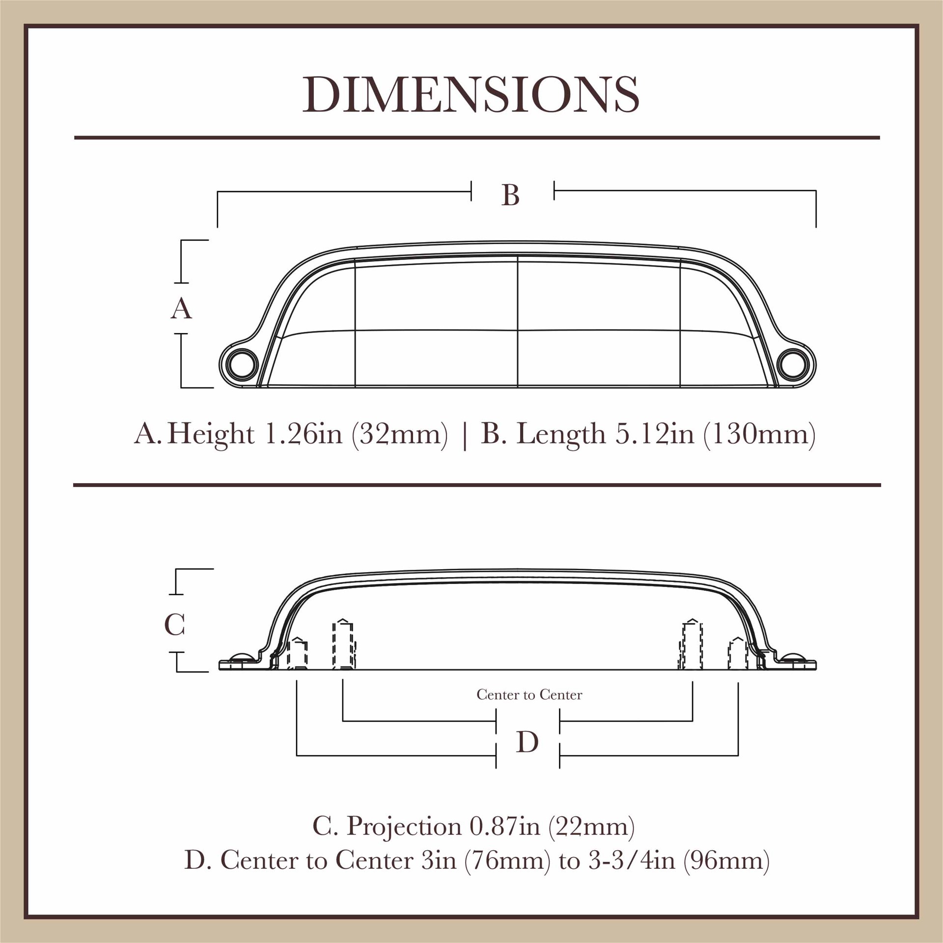 slide 5 of 6, allen + roth Octavius 3-in or 3-3/4-in , 76mm or 96mm Center to Center Matte Black Dual Mount Cylindrical Cup Drawer Pull, 1 ct