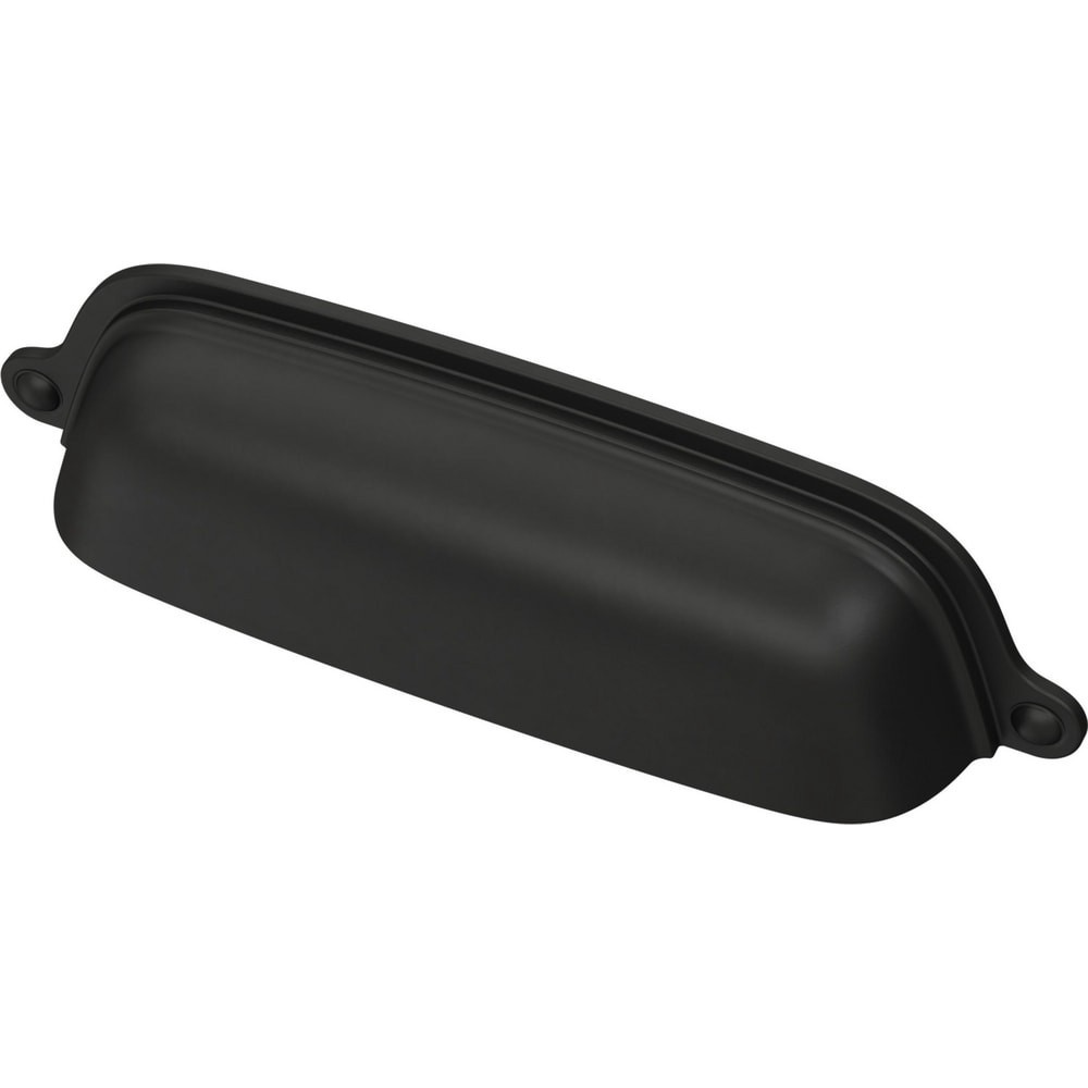 slide 1 of 6, allen + roth Octavius 3-in or 3-3/4-in , 76mm or 96mm Center to Center Matte Black Dual Mount Cylindrical Cup Drawer Pull, 1 ct