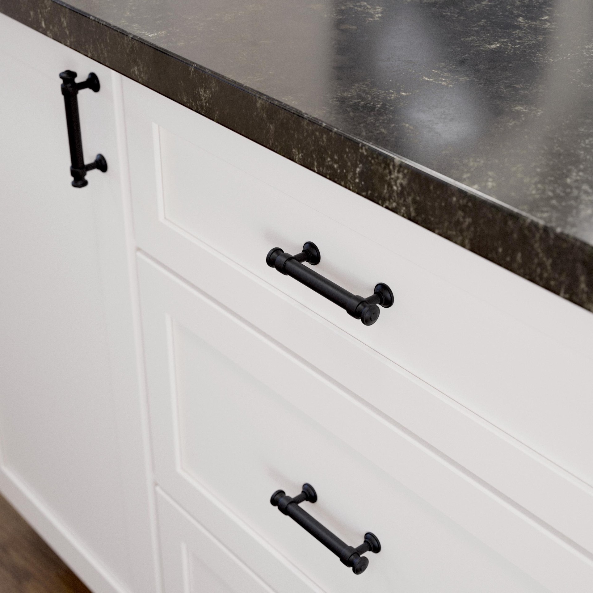 slide 2 of 6, allen + roth Bryn 3-in , 76mm Center to Center Matte Black Cylindrical Bar Drawer Pull, 1 ct