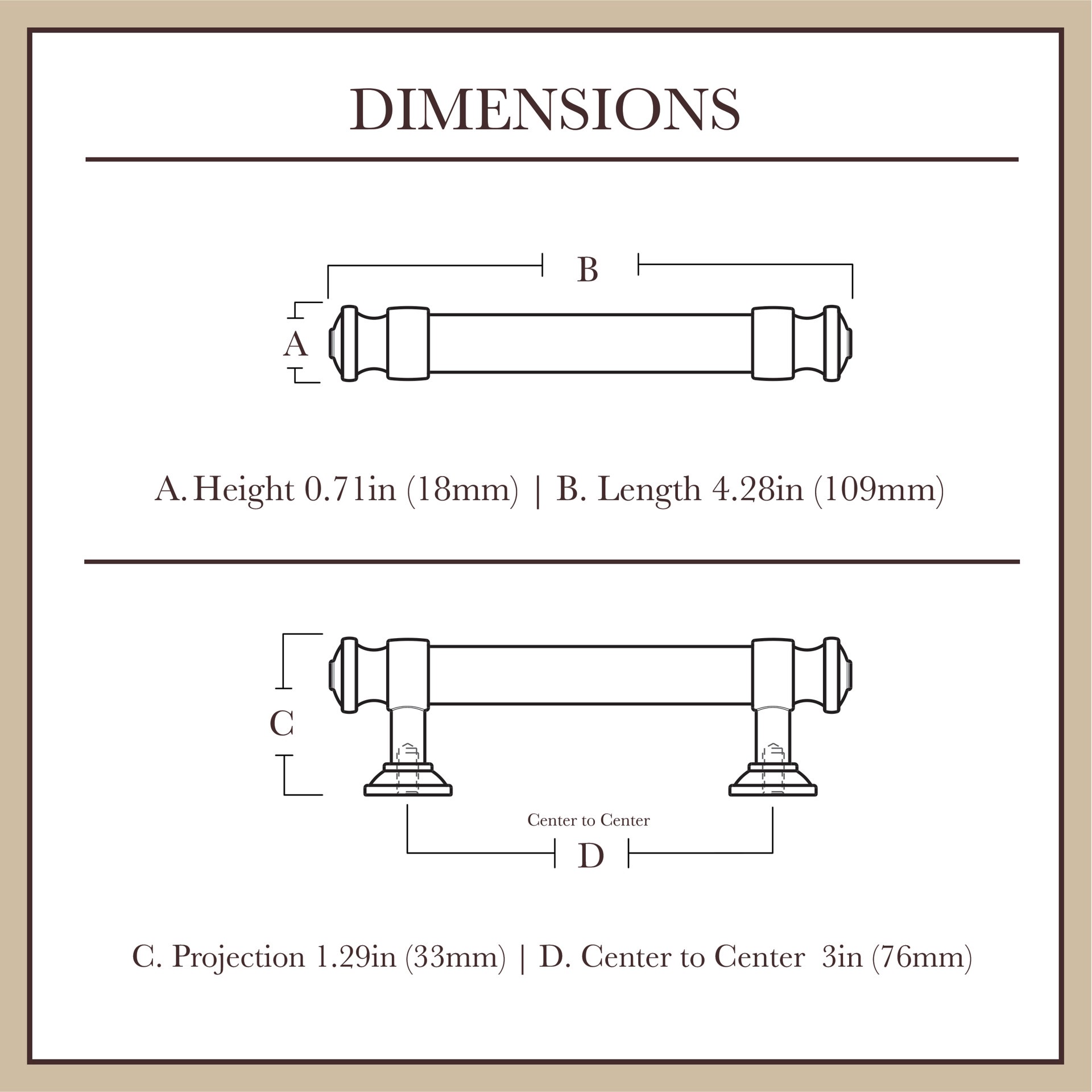slide 6 of 6, allen + roth Bryn 3-in , 76mm Center to Center Matte Black Cylindrical Bar Drawer Pull, 1 ct