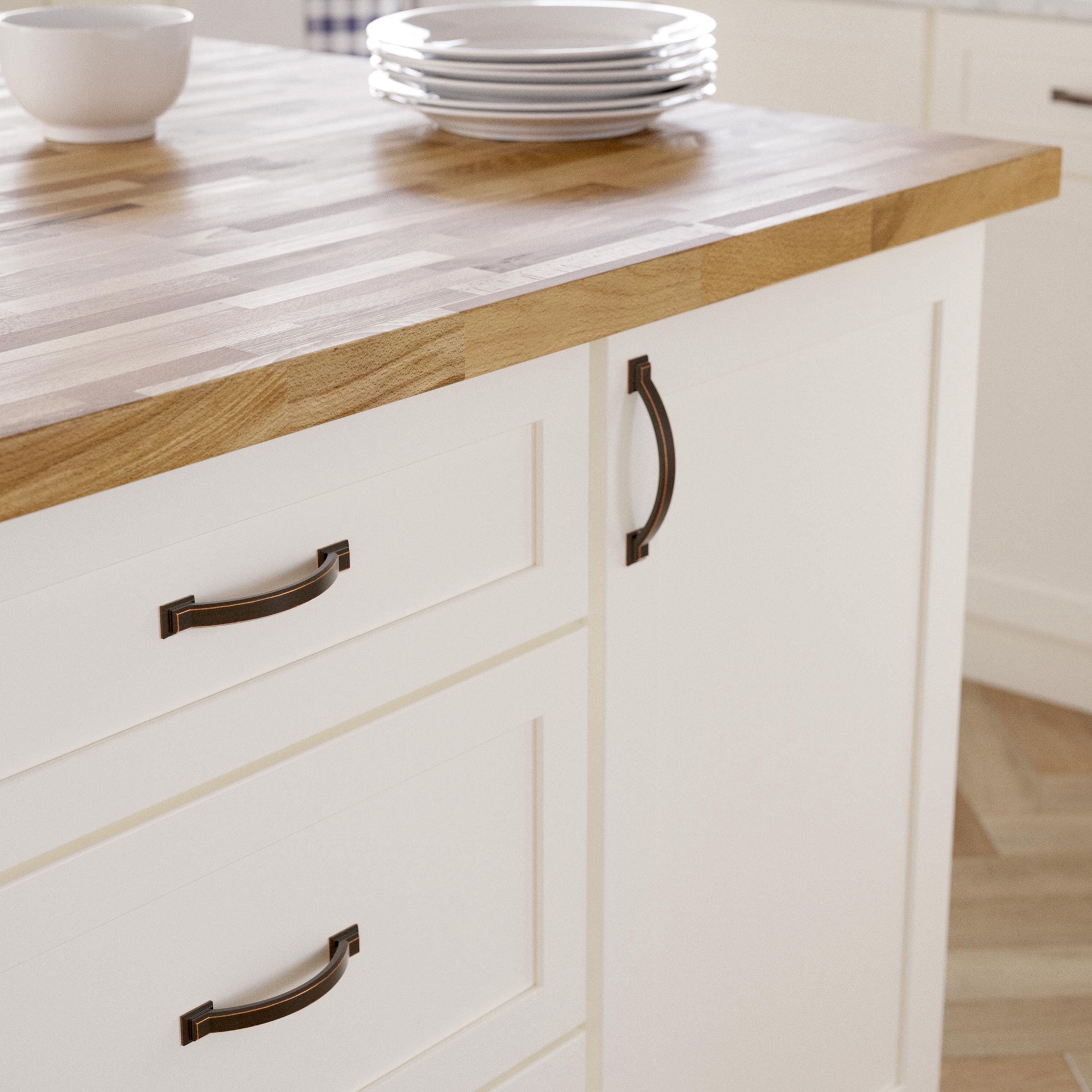 slide 2 of 6, allen + roth Eugene 3-3/4-in , 96mm Center to Center Bronze With Copper Highlights Novelty Handle Drawer Pull, 1 ct