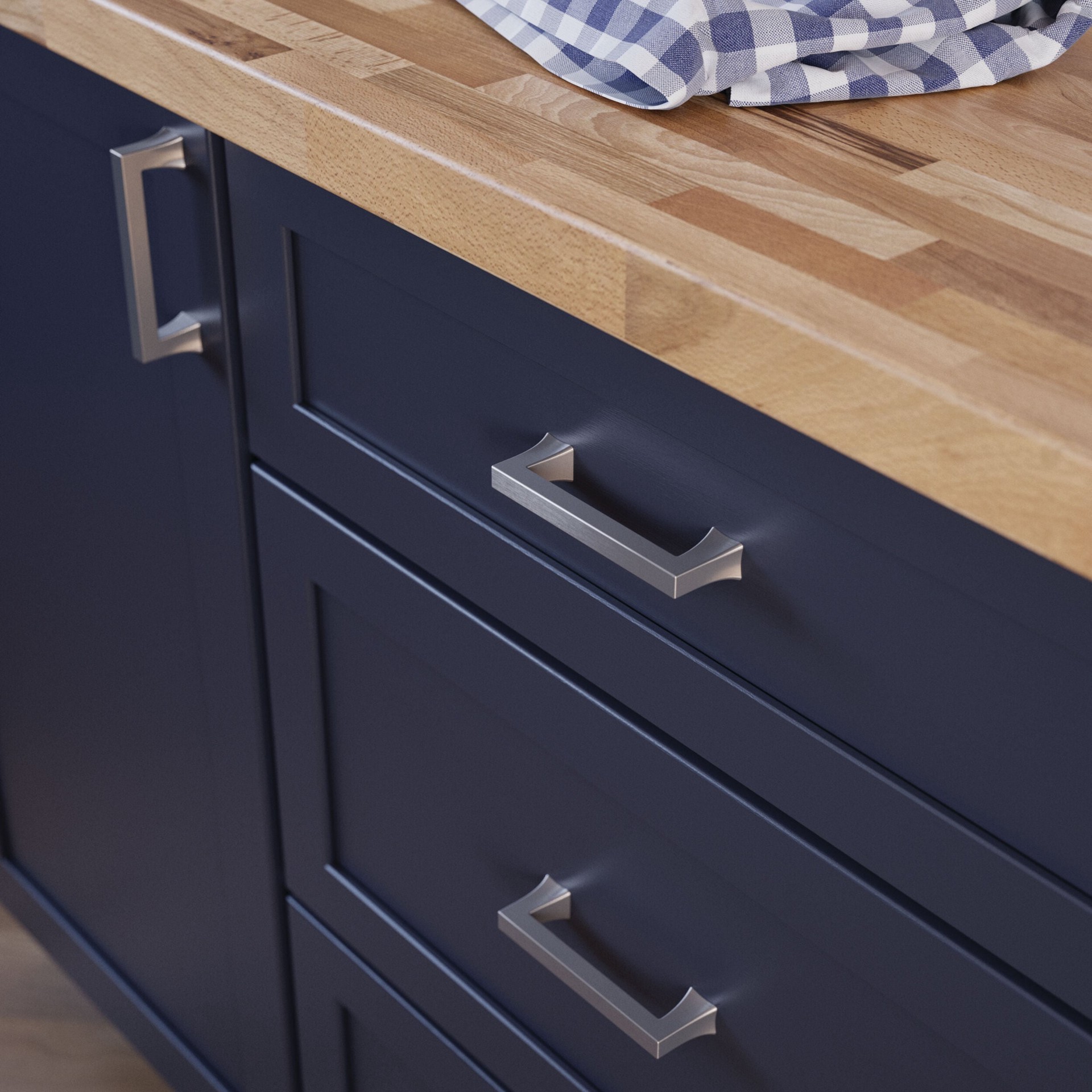 slide 2 of 6, allen + roth Margaret 3-3/4-in , 96mm Center to Center Satin Nickel Rectangular Handle Drawer Pull, 1 ct