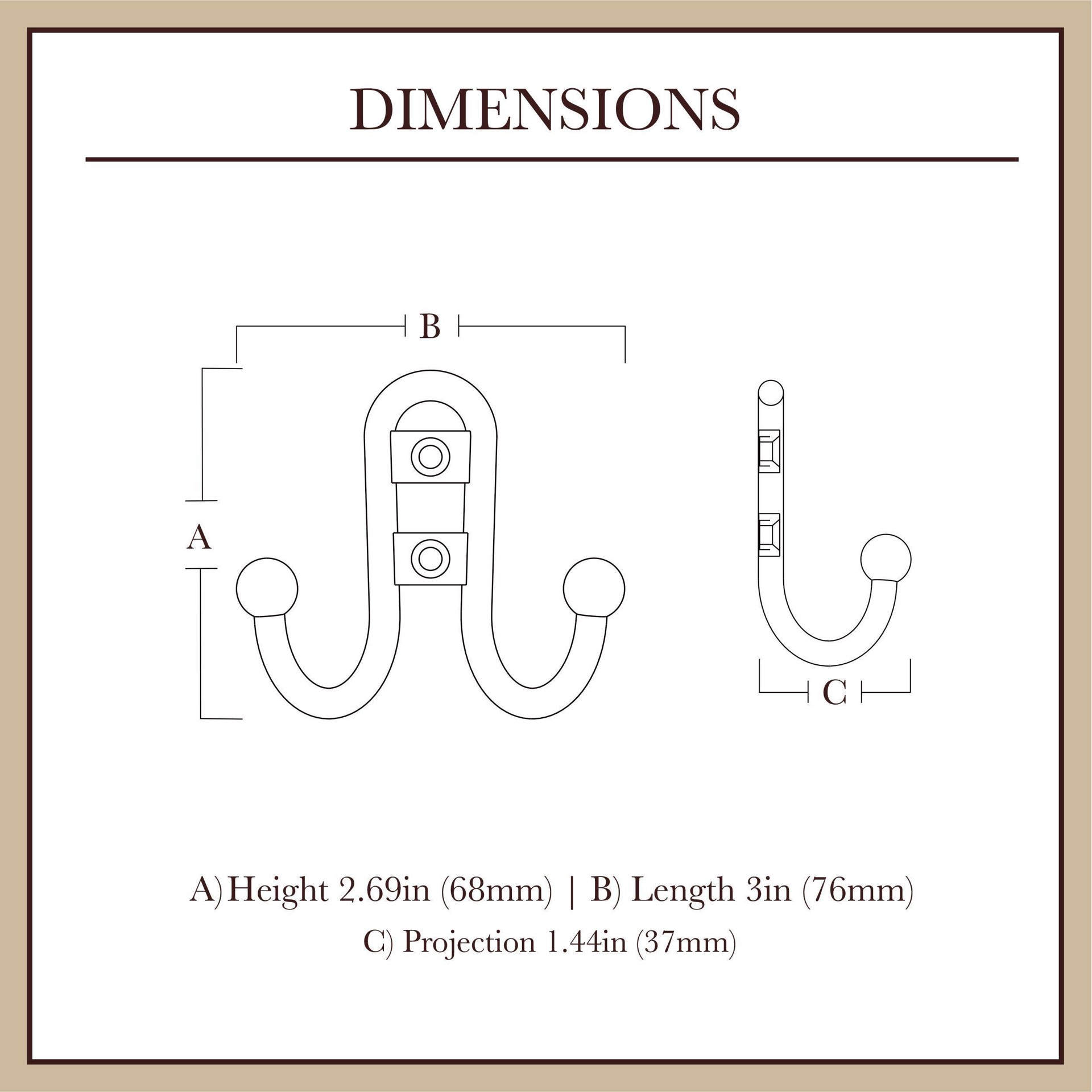 slide 3 of 6, allen + roth 2 -Hook 1.02-in x 2.69-in H Matte Black Decorative Wall Hook ( 25-lb Capacity), 1 ct