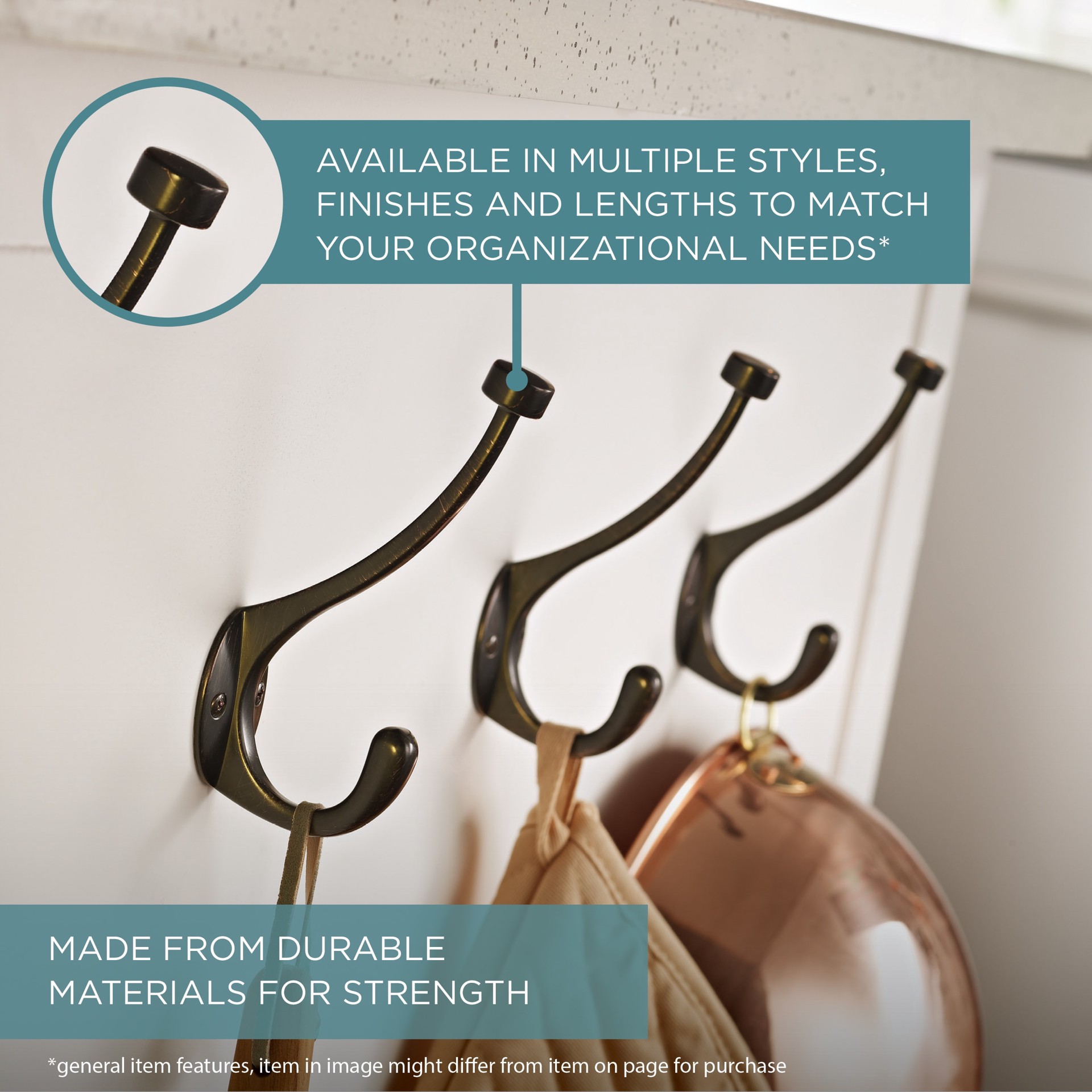 slide 6 of 6, Origin 21 1 -Hook 1.9646-in x 3.0039-in H Matte Black Decorative Wall Hook ( 25-lb Capacity), 1 ct