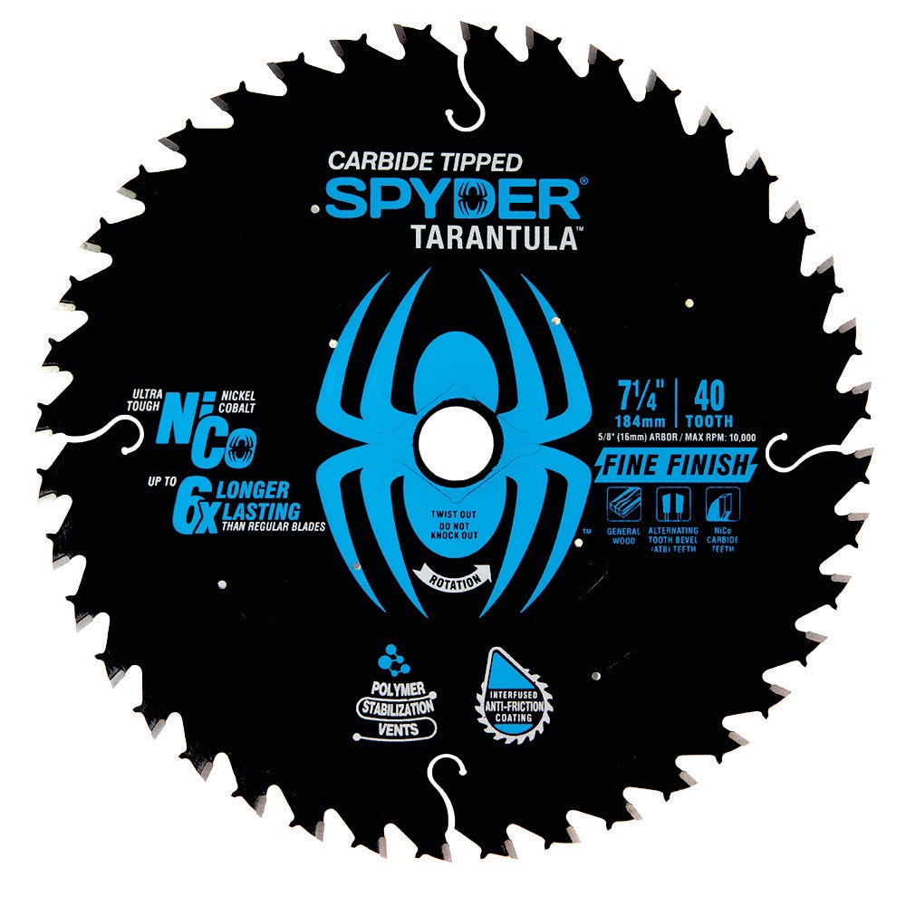 slide 1 of 6, Spyder Fine 7-1/4-in 40-Tooth Fine Finish Tungsten Carbide-tipped Steel Circular Saw Blade, 1 ct