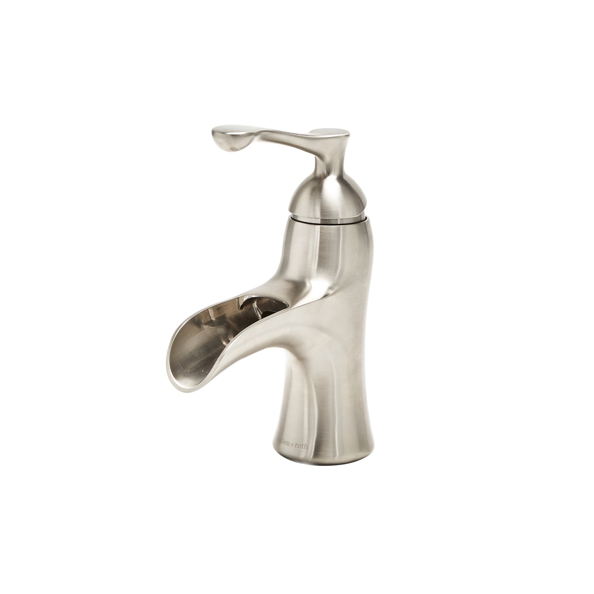 slide 2 of 6, allen + roth Sumter Brushed nickel 4-in centerset 1-handle WaterSense Waterfall Residential Handle Bathroom Sink Faucet with Drain with Deck Plate, 1 ct