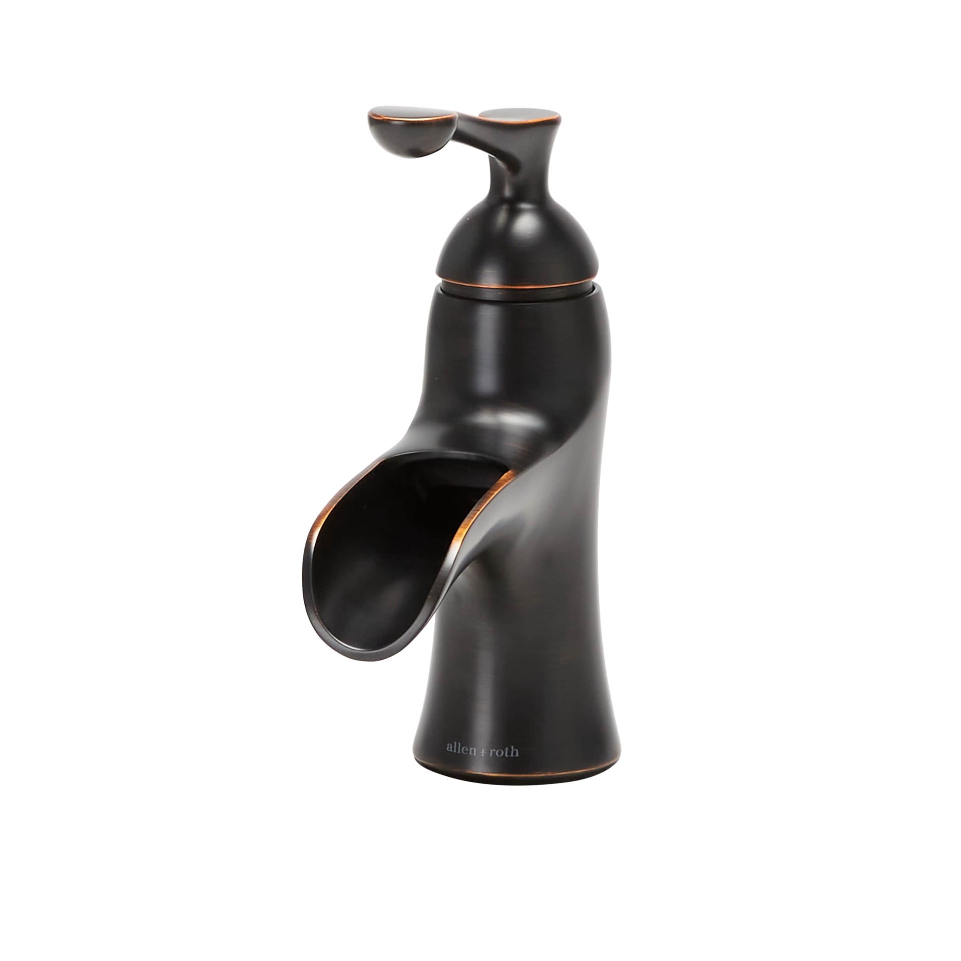 slide 2 of 6, allen + roth Sumter Oil-rubbed bronze 4-in centerset 1-handle WaterSense Waterfall Residential Handle Bathroom Sink Faucet with Drain with Deck Plate, 1 ct