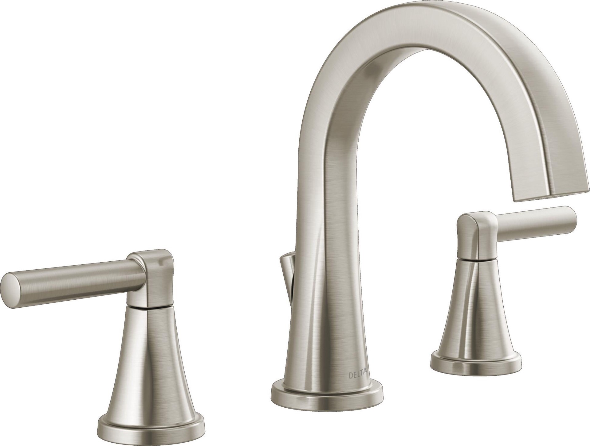slide 2 of 6, Delta Becker Spotshield Brushed Nickel Widespread 2-handle WaterSense Mid-arc Residential Handle Bathroom Sink Faucet with Drain, 1 ct