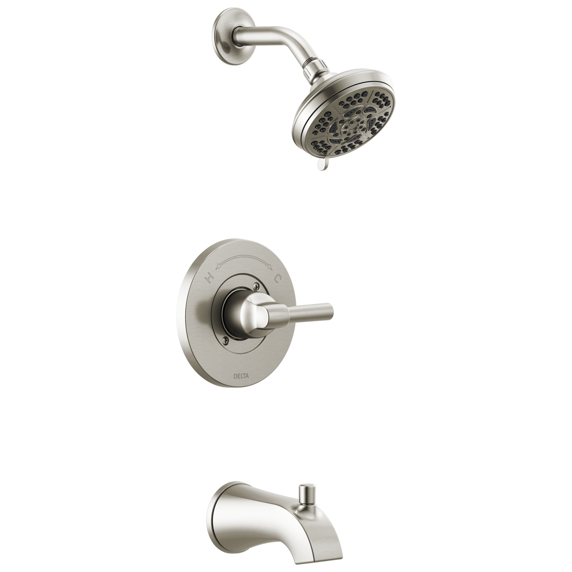 slide 1 of 6, Delta Becker Spotshield Brushed Nickel 1-handle Multi-function 4.813-in Round Bathtub and shower Faucet with Valve, 1 ct