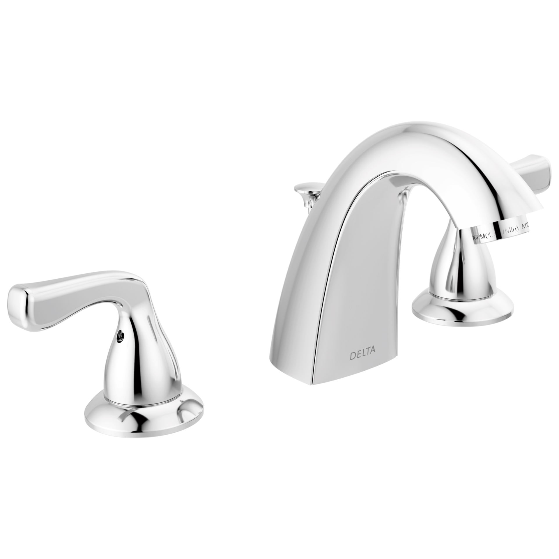 slide 1 of 6, Delta Foundations Chrome Widespread 2-handle WaterSense Mid-arc Residential Handle Bathroom Sink Faucet with Drain, 1 ct