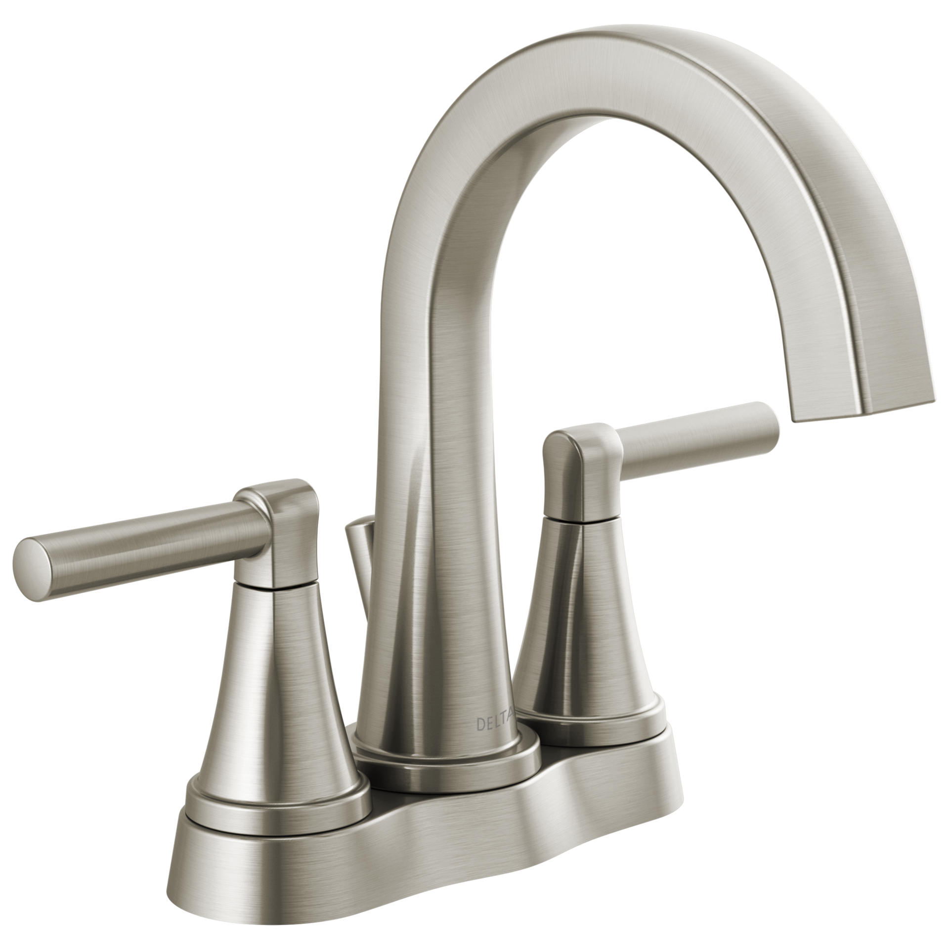 slide 1 of 6, Delta Becker Spotshield Brushed Nickel 4-in centerset 2-handle WaterSense Mid-arc Residential Handle Bathroom Sink Faucet with Drain, 1 ct