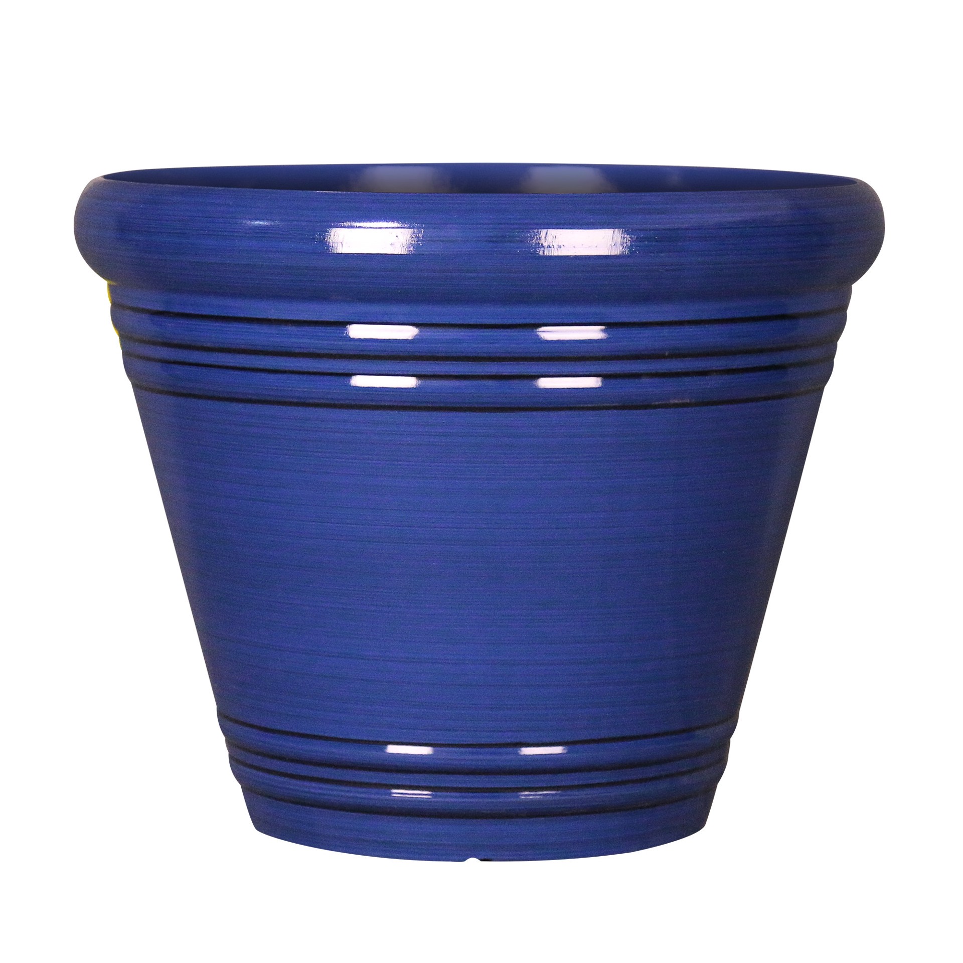 slide 1 of 6, Style Selections Round 16.5-in W x 14.45-in H x Blue Recycled plastic Contemporary/Modern Indoor/Outdoor Planter, 1 ct