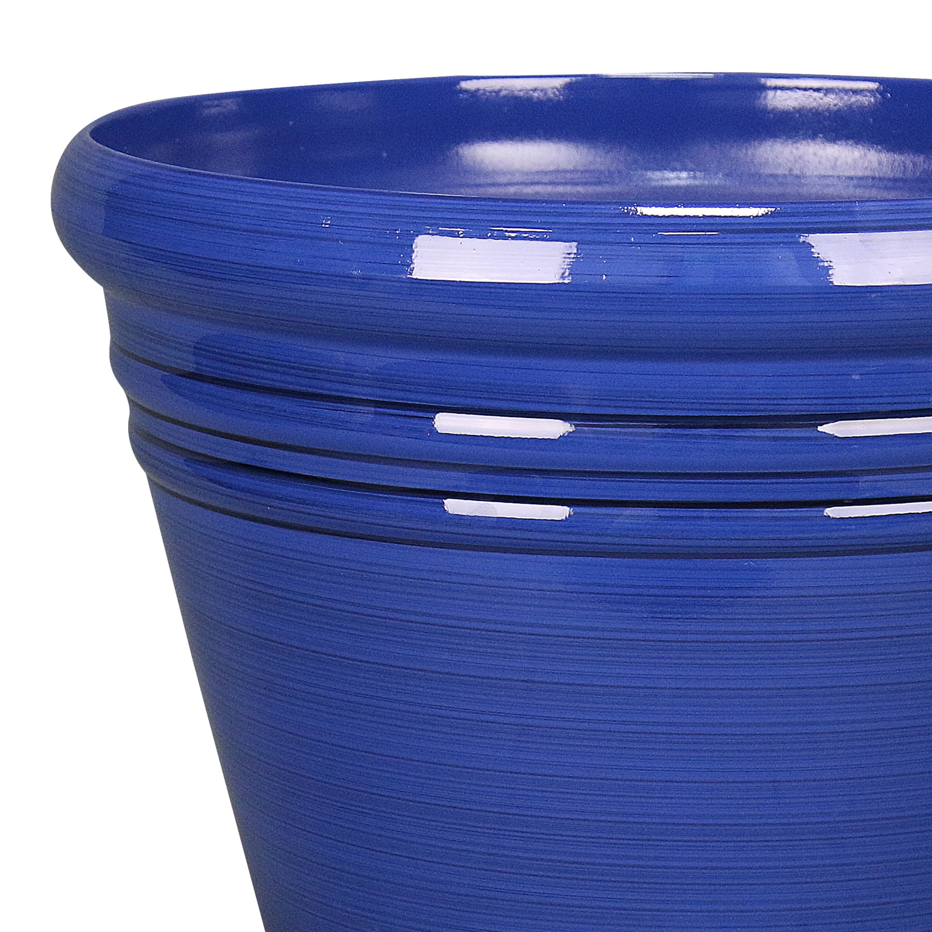 slide 5 of 6, Style Selections Round 16.5-in W x 14.45-in H x Blue Recycled plastic Contemporary/Modern Indoor/Outdoor Planter, 1 ct