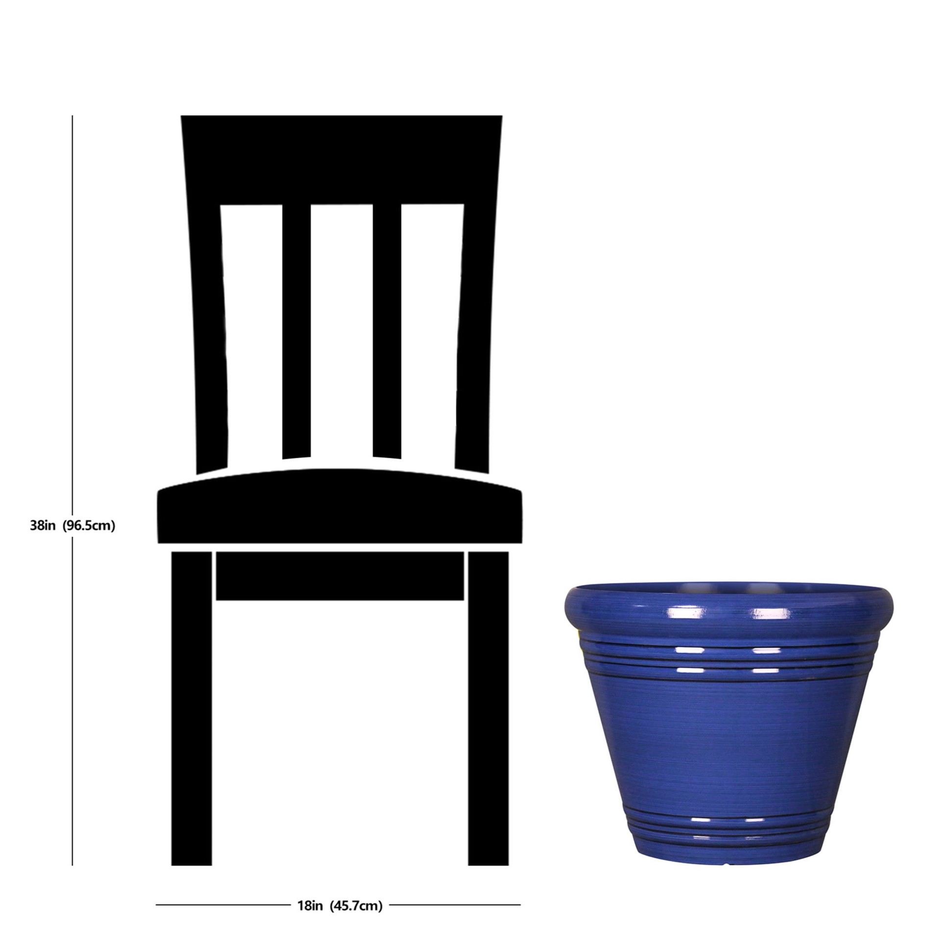 slide 6 of 6, Style Selections Round 16.5-in W x 14.45-in H x Blue Recycled plastic Contemporary/Modern Indoor/Outdoor Planter, 1 ct