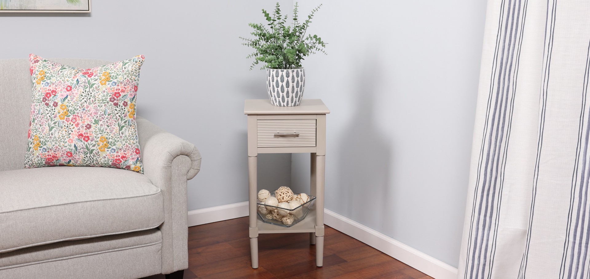 slide 3 of 6, allen + roth 14-in W x 28-in H Gray Wood Square Casual End Table Assembly Required, 1 ct