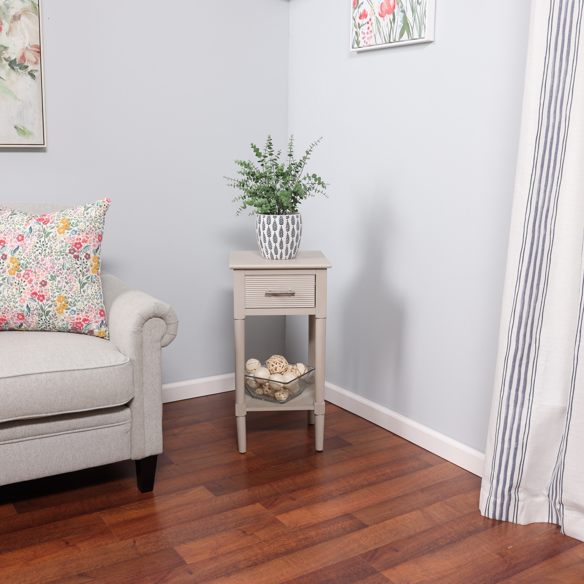 slide 4 of 6, allen + roth 14-in W x 28-in H Gray Wood Square Casual End Table Assembly Required, 1 ct