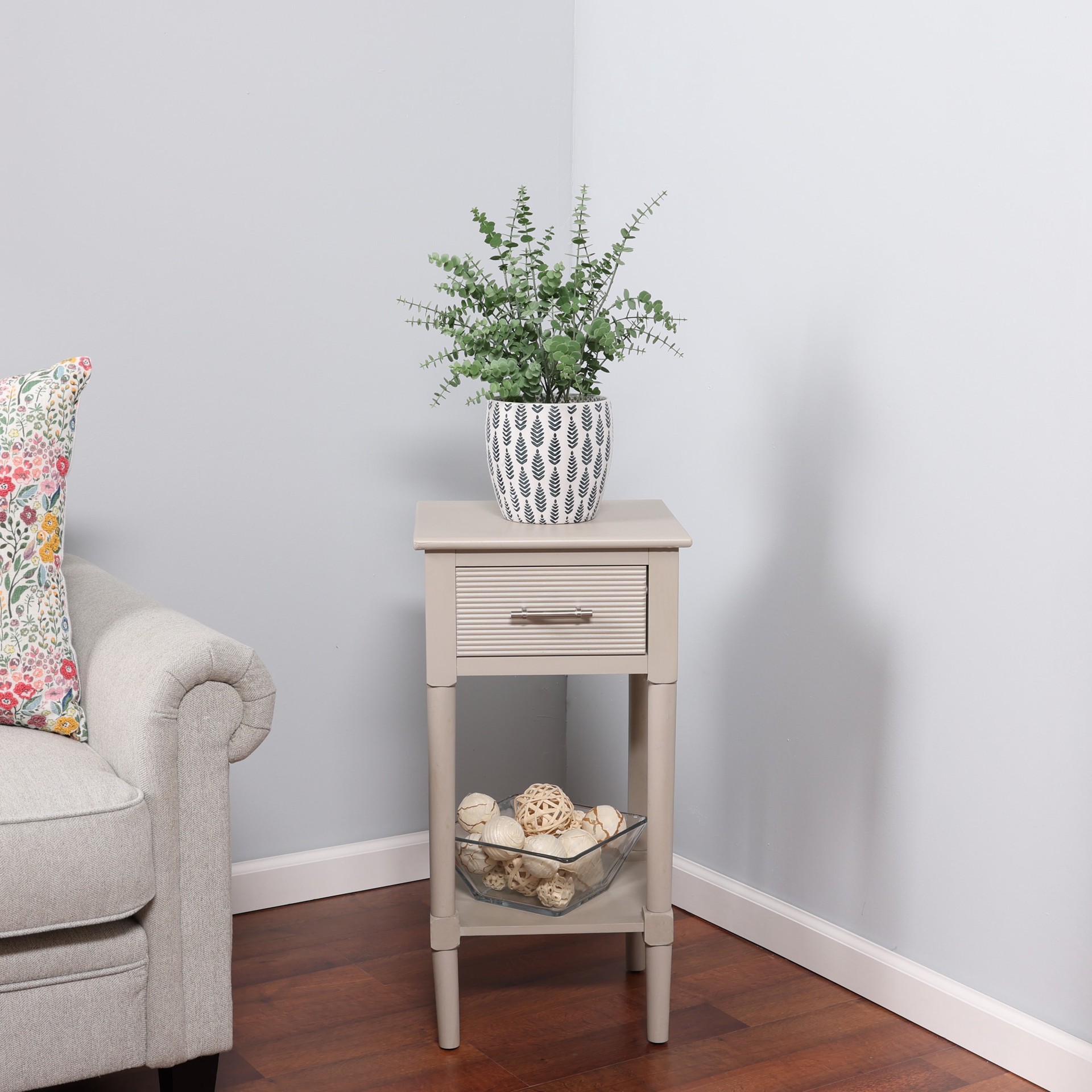 slide 5 of 6, allen + roth 14-in W x 28-in H Gray Wood Square Casual End Table Assembly Required, 1 ct