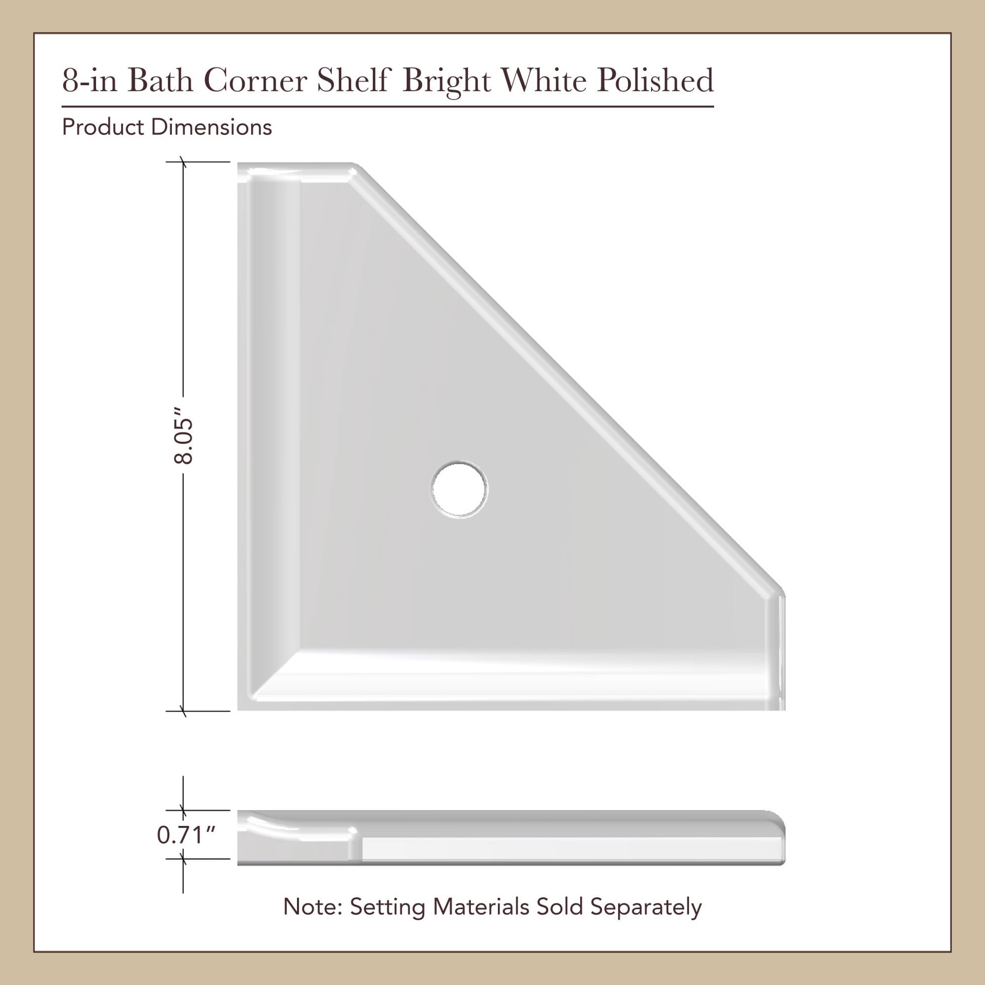 slide 6 of 6, allen + roth allen+roth Bright white Resin Wall mount Corner Bathroom Shelf ( 8.25-in x 1-in x 8-in ), 1 ct