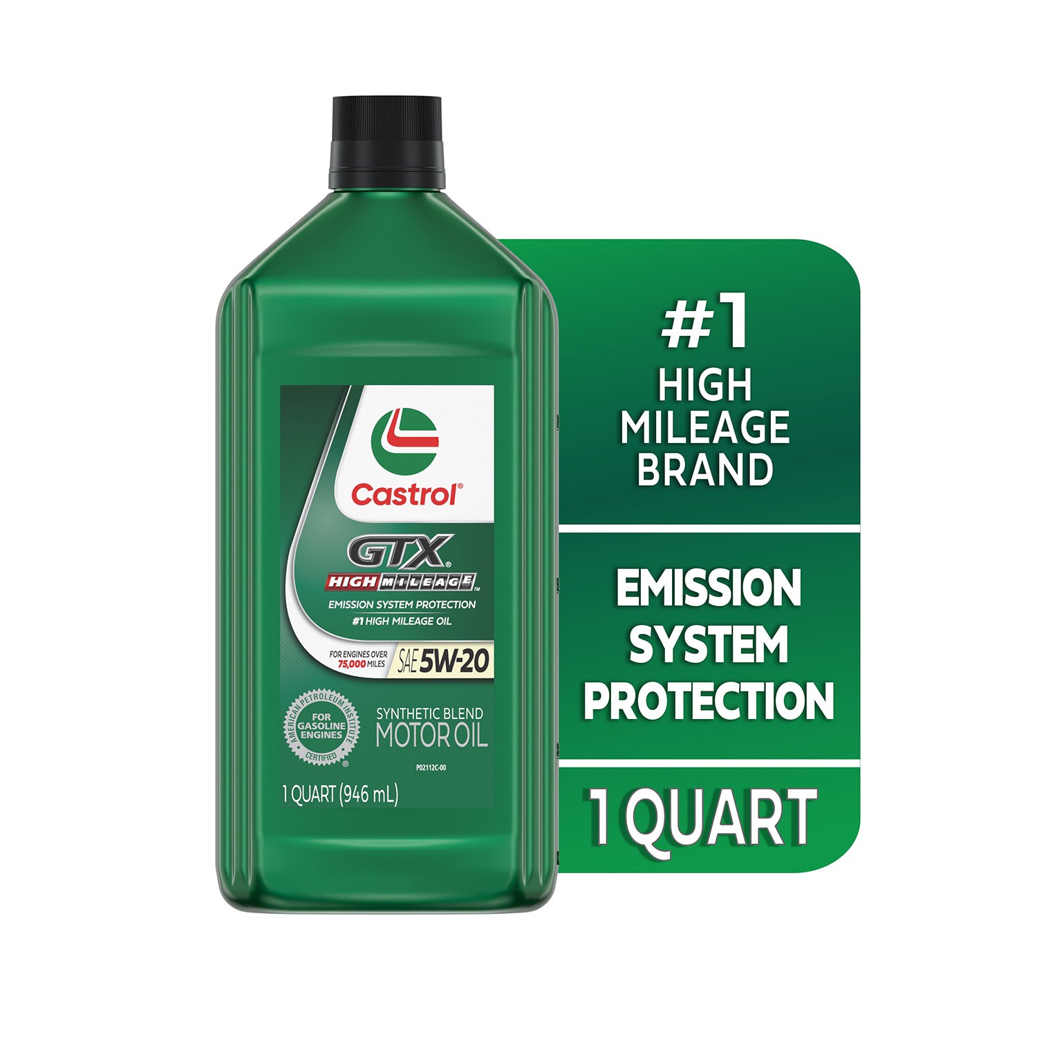 slide 1 of 6, CASTROL GTX High Mileage 5W-20 Synthetic Blend Motor Oil, 1 Quart, 1 ct