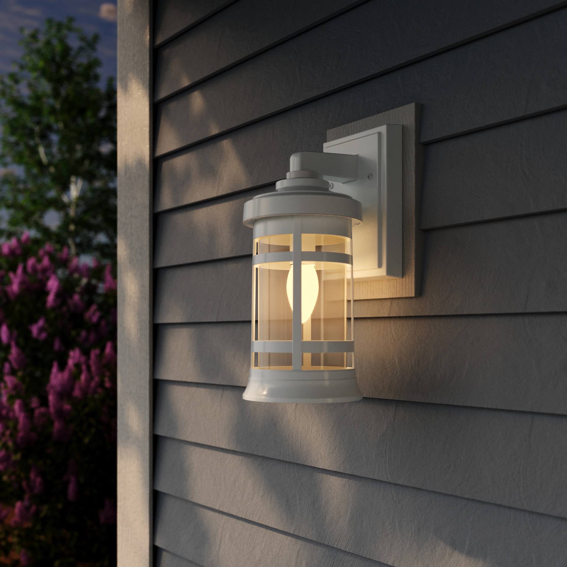 slide 4 of 6, Project Source Perrin 1 -Light 12.75-in H White Hardwired Dark Sky Outdoor Wall Light, 1 ct