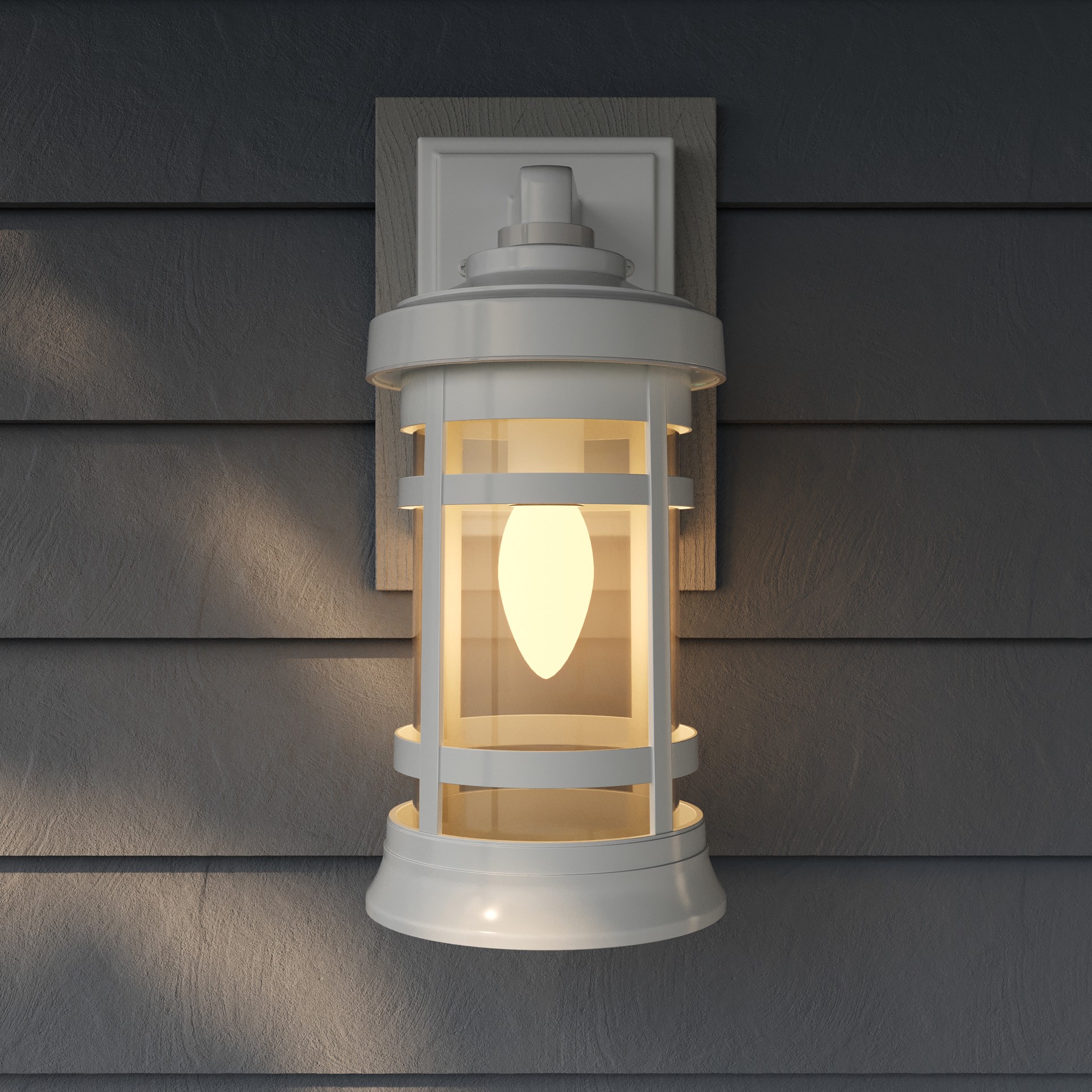 slide 6 of 6, Project Source Perrin 1 -Light 12.75-in H White Hardwired Dark Sky Outdoor Wall Light, 1 ct