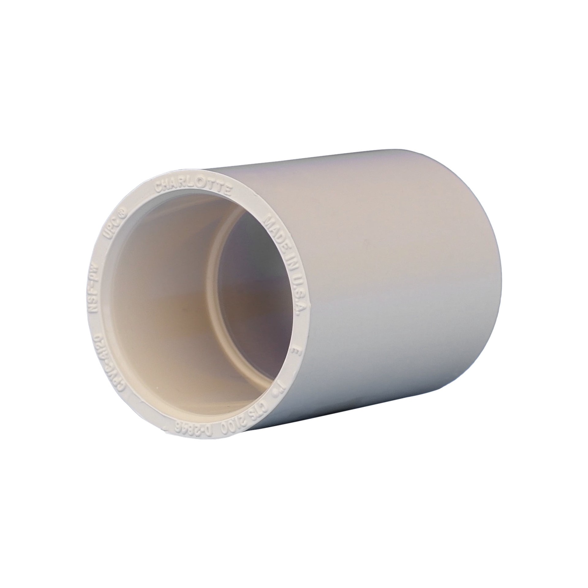 slide 2 of 6, Charlotte Pipe 1-in x 1-in CPVC Coupling for Potable Water Distribution, Cream Color, NSF Approved, 100 PSI, 32-180F, 1 ct