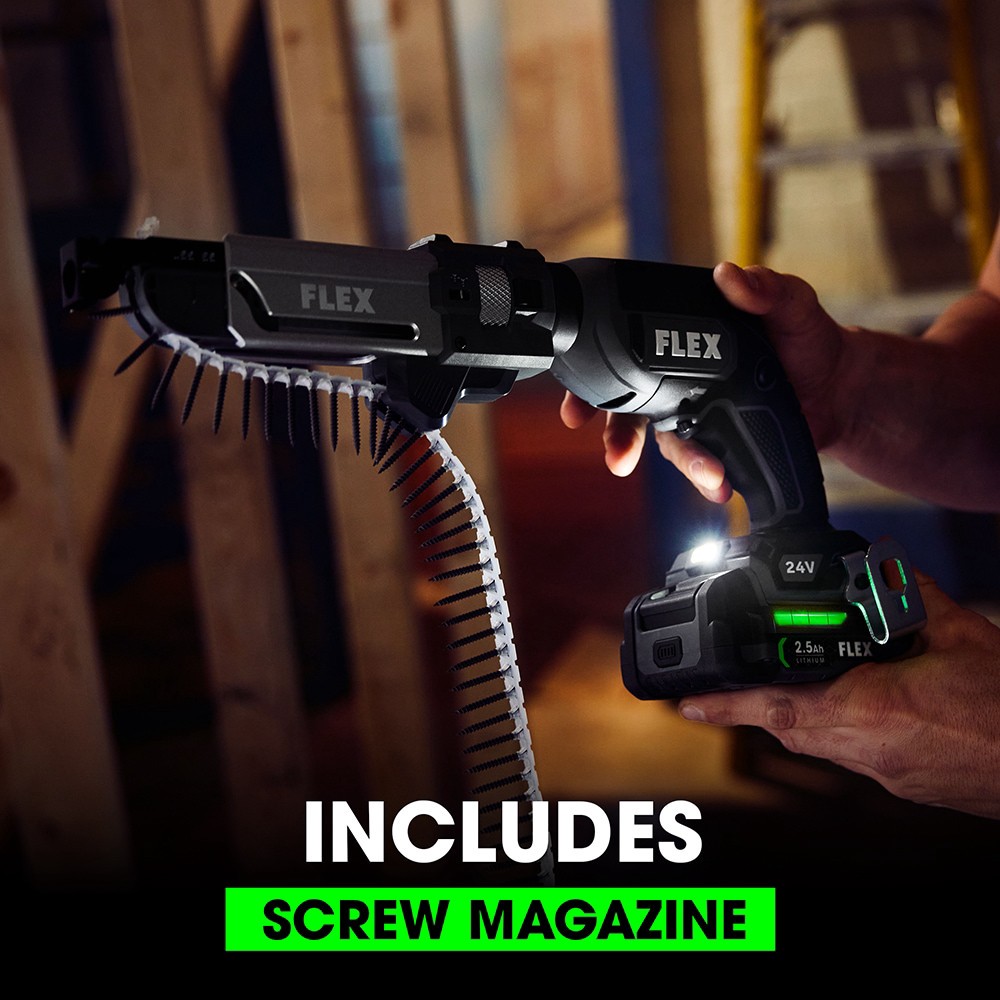 slide 4 of 6, FLEX 24-volt Lithium ion (Li-ion) Collated Fastener Brushless Screw Gun (Battery Not Included and Charger Not Included ), 1 ct