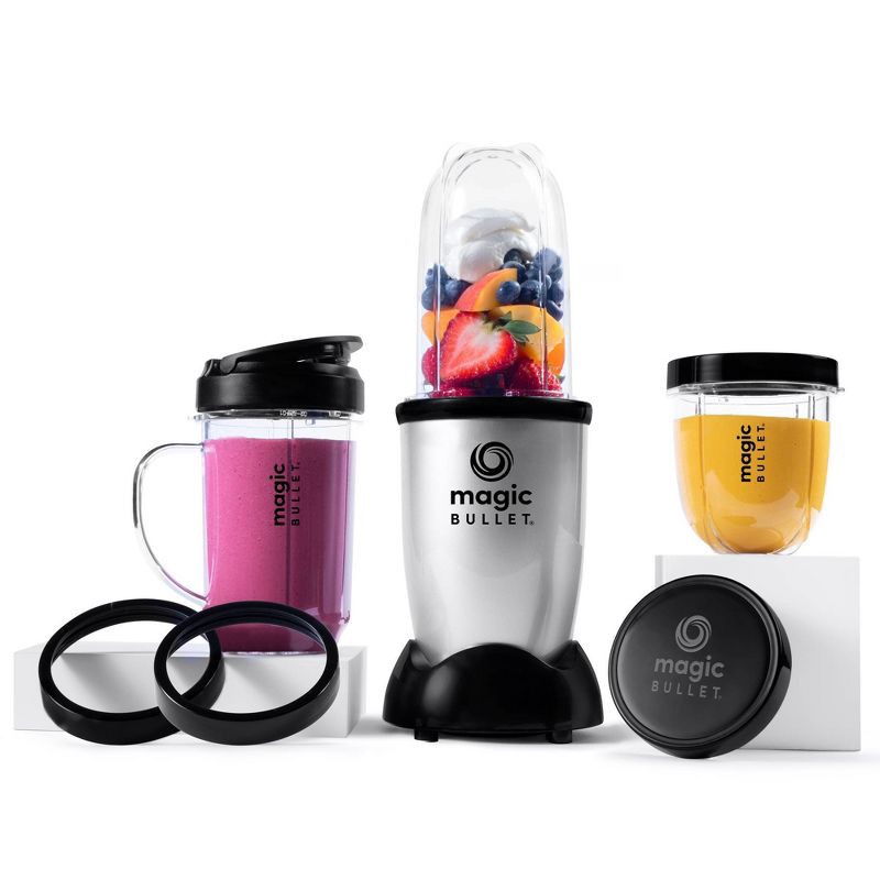 slide 2 of 10, Magic Bullet Personal Blender Set: Bullet Mixer for Smoothies, 250W, Stainless Steel Blades, Dishwasher-Safe Parts, 1 ct