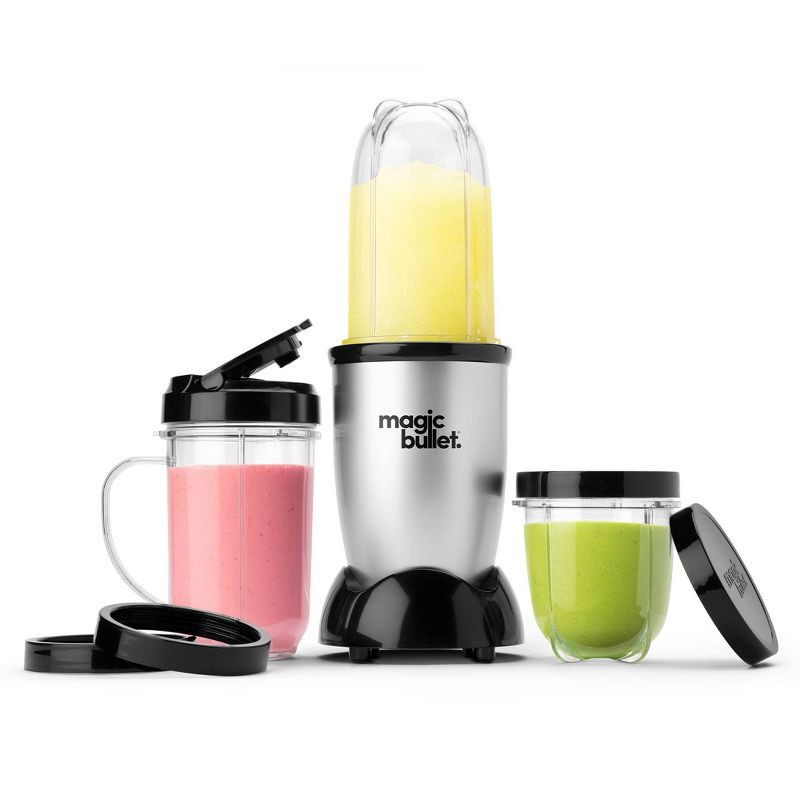 slide 3 of 10, Magic Bullet Personal Blender Set: Bullet Mixer for Smoothies, 250W, Stainless Steel Blades, Dishwasher-Safe Parts, 1 ct