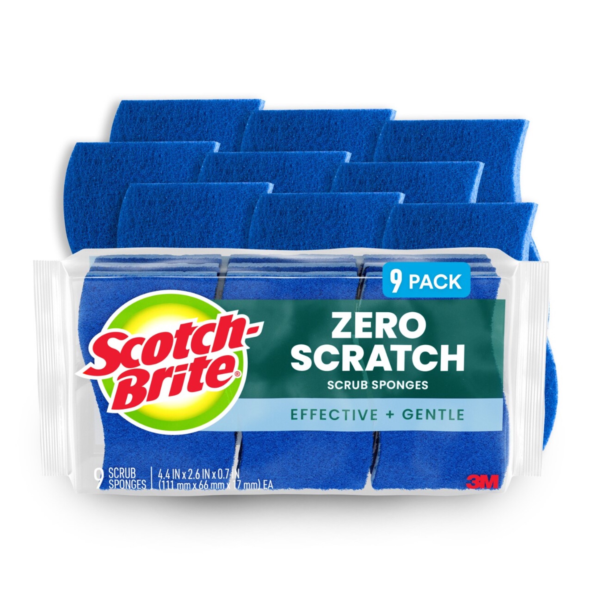 slide 1 of 6, Scotch-Brite Zero Scratch Cellulose Sponge with scouring pad 9 -Pack, 1 ct