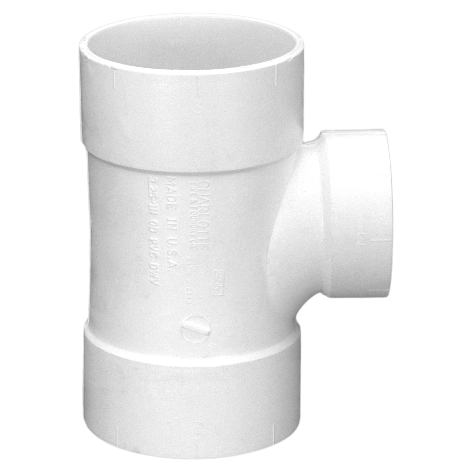 slide 4 of 6, Charlotte Pipe 3-in x 3-in x 2-in Schedule 30 PVC DWV Reducing Sanitary Tee, 1 ct