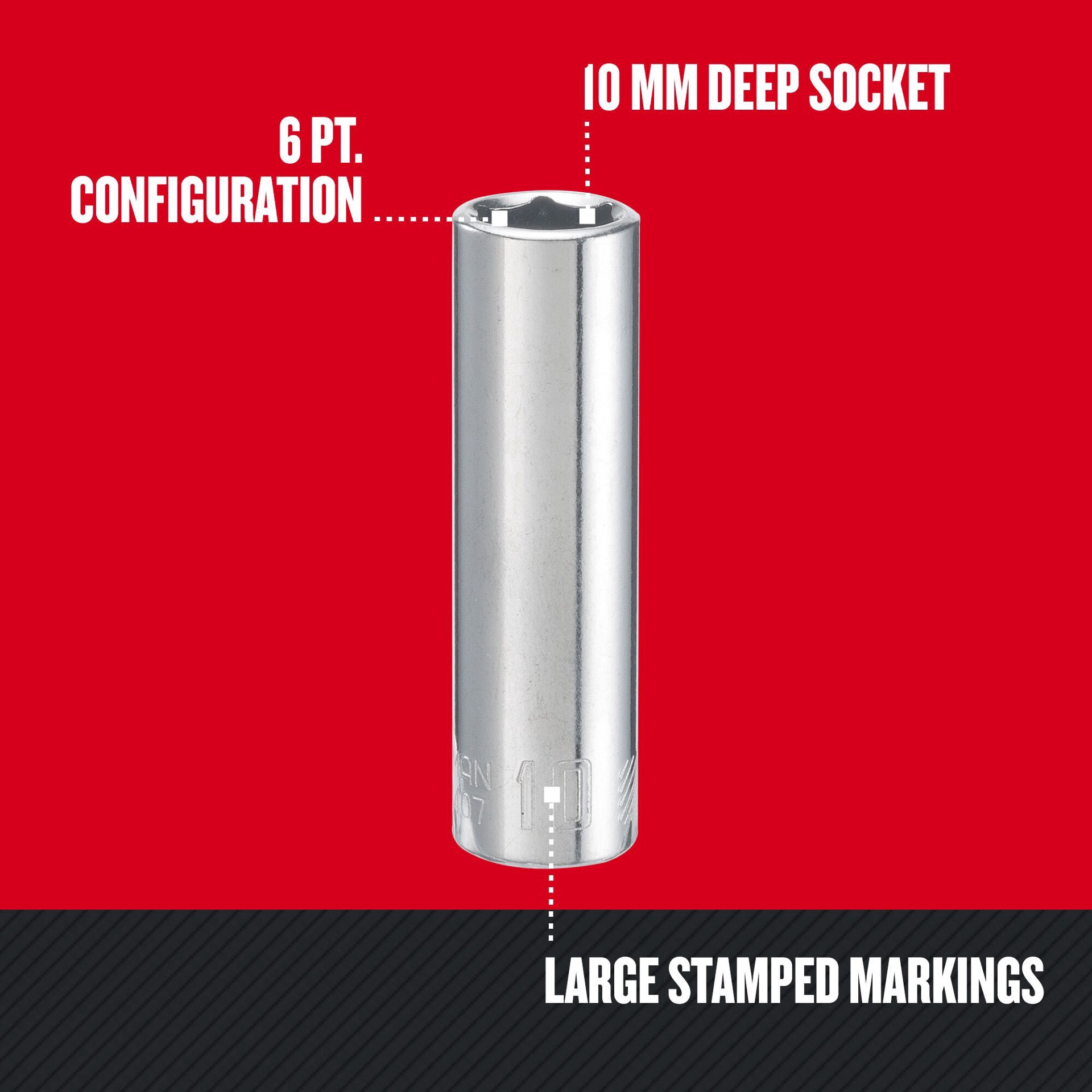 slide 5 of 6, CRAFTSMAN Metric 1/4-in Drive 6-point 10Mm Deep Socket, 1 ct