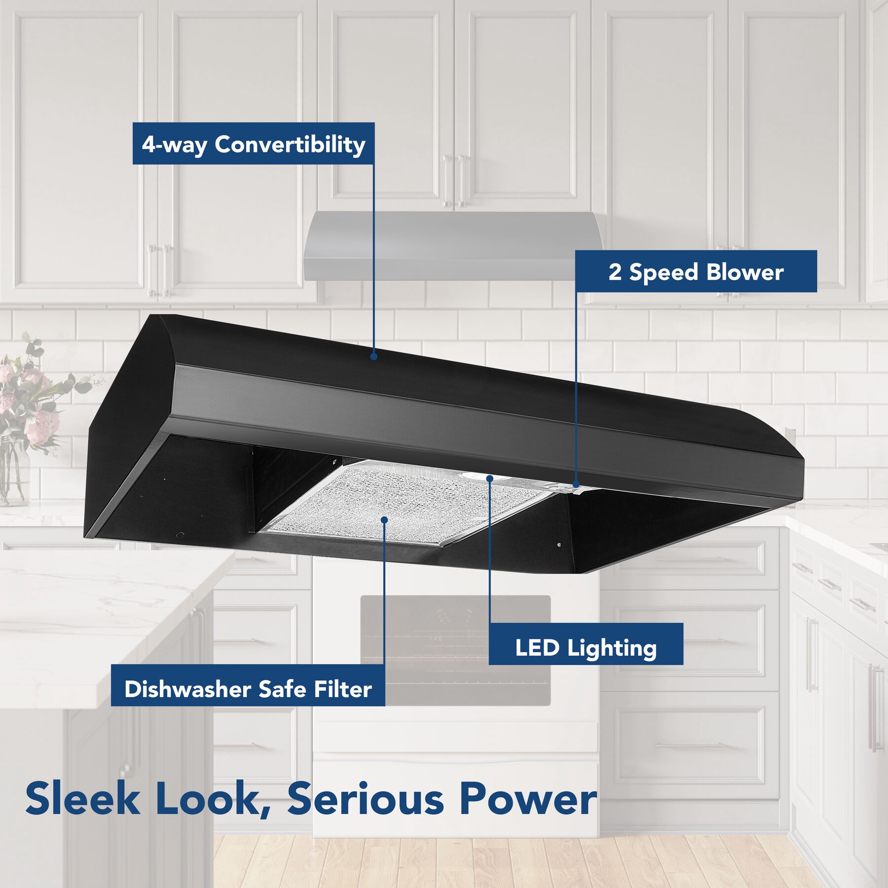 slide 5 of 6, Broan 30 inch Convertible 270-CFM Black Under Cabinet Range Hood, 1 ct