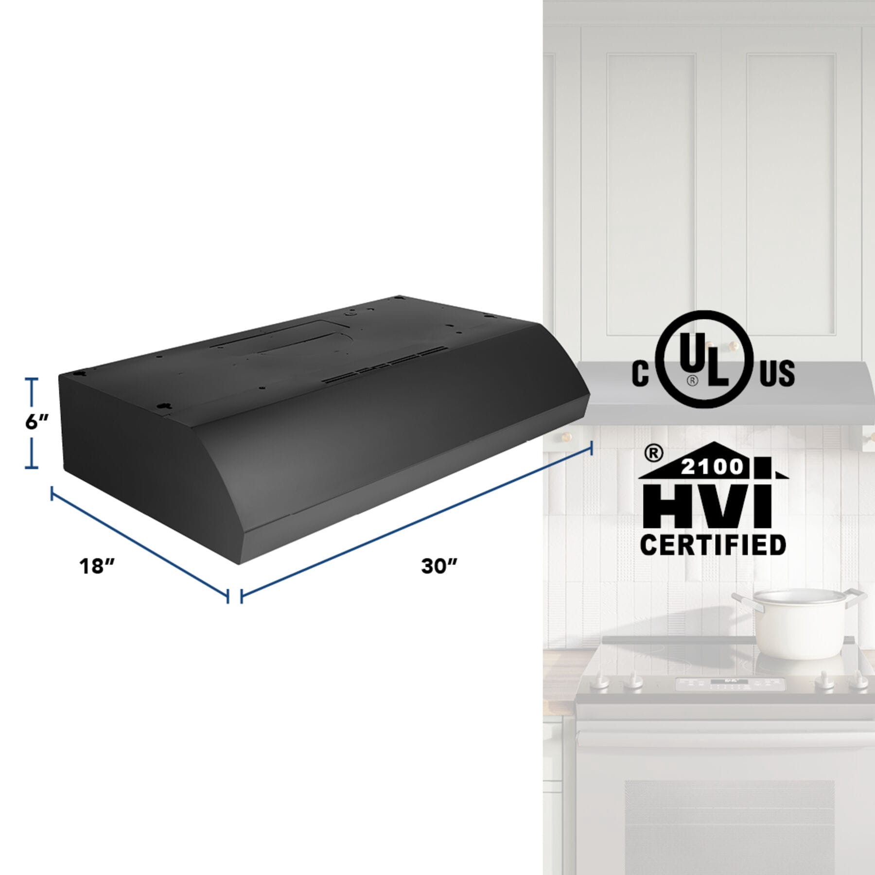 slide 6 of 6, Broan 30 inch Convertible 270-CFM Black Under Cabinet Range Hood, 1 ct