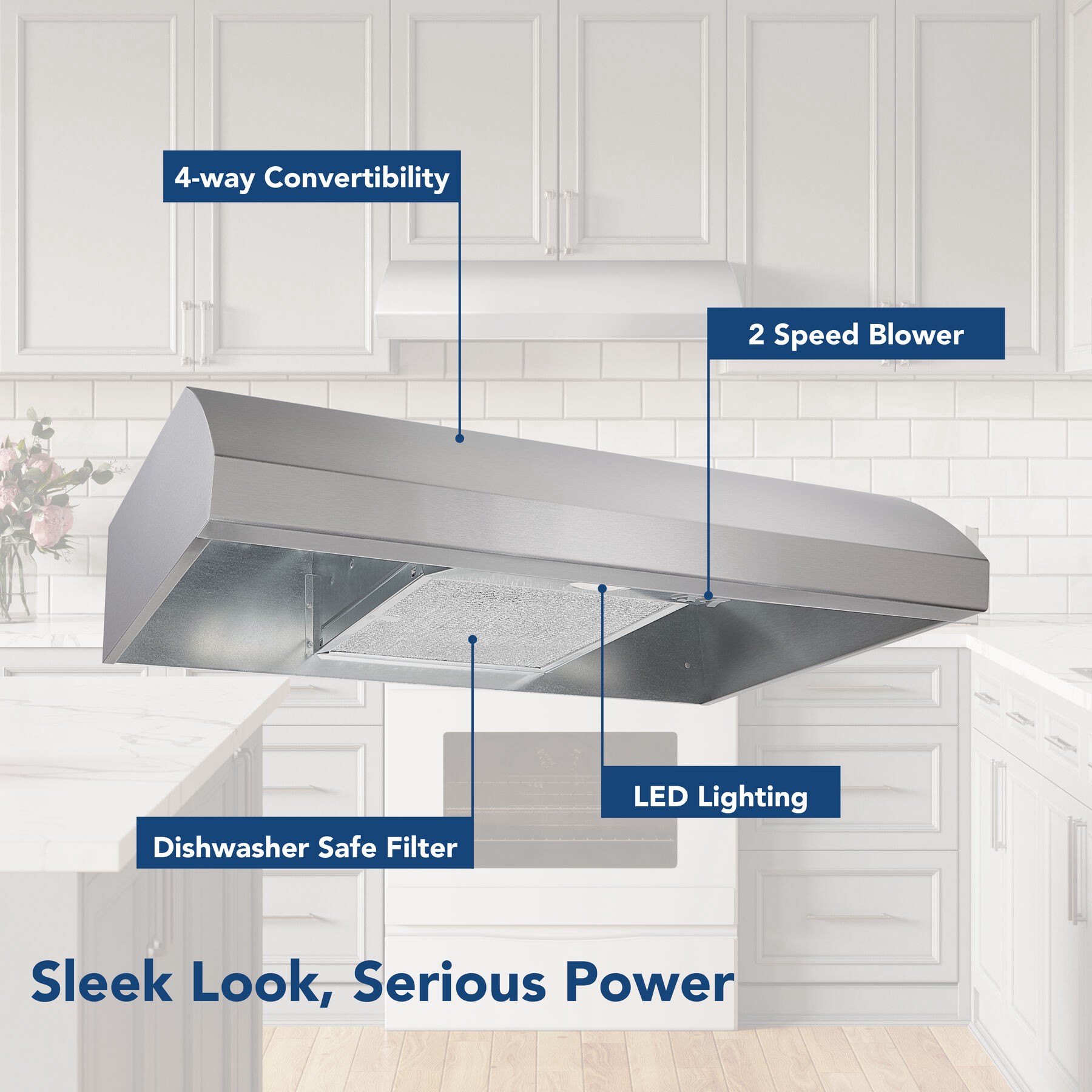 slide 5 of 6, Broan 30 inch Convertible 270-CFM Stainless steel Under Cabinet Range Hood, 1 ct
