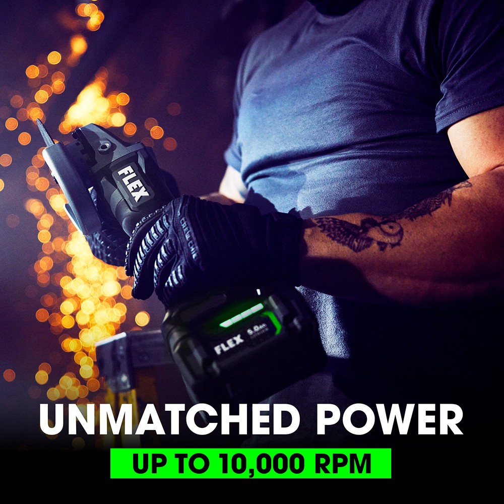 slide 3 of 6, FLEX 5-in 24-volt Paddle Switch Brushless Cordless Angle grinder, 1 ct