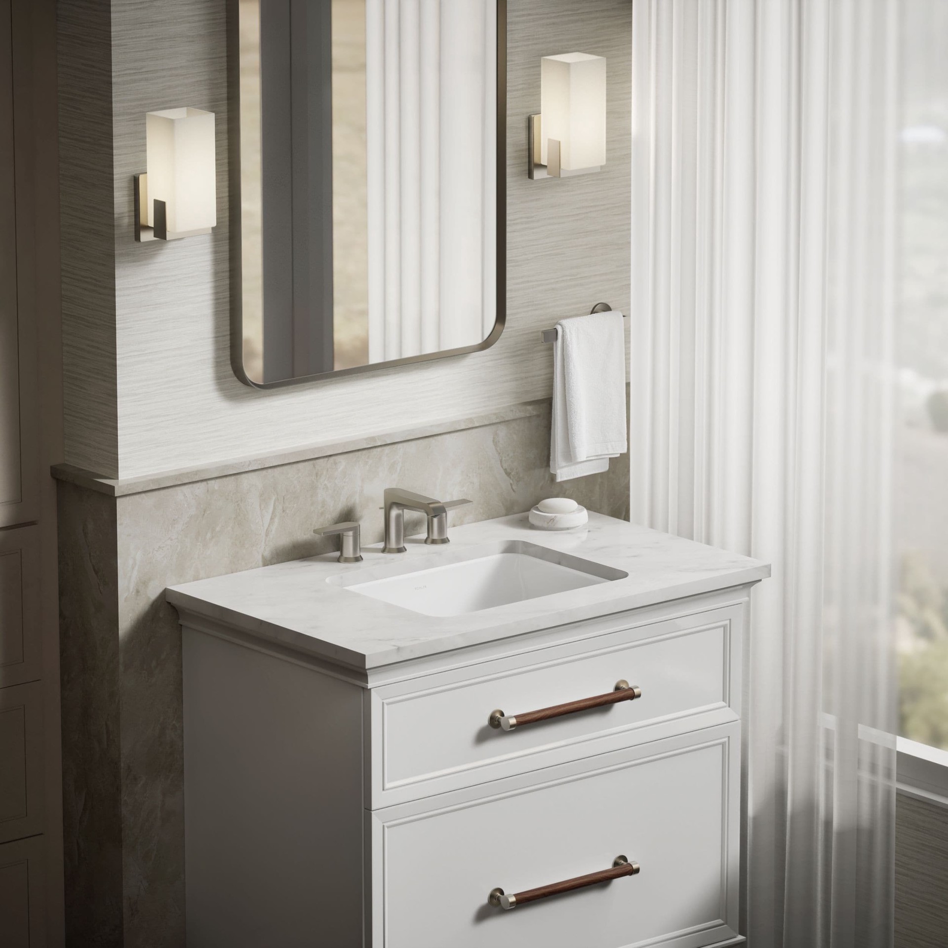 slide 4 of 6, KOHLER Caxton Vitreous China 15.69-in Undermount Rectangular Transitional White Bathroom Sink, 1 ct