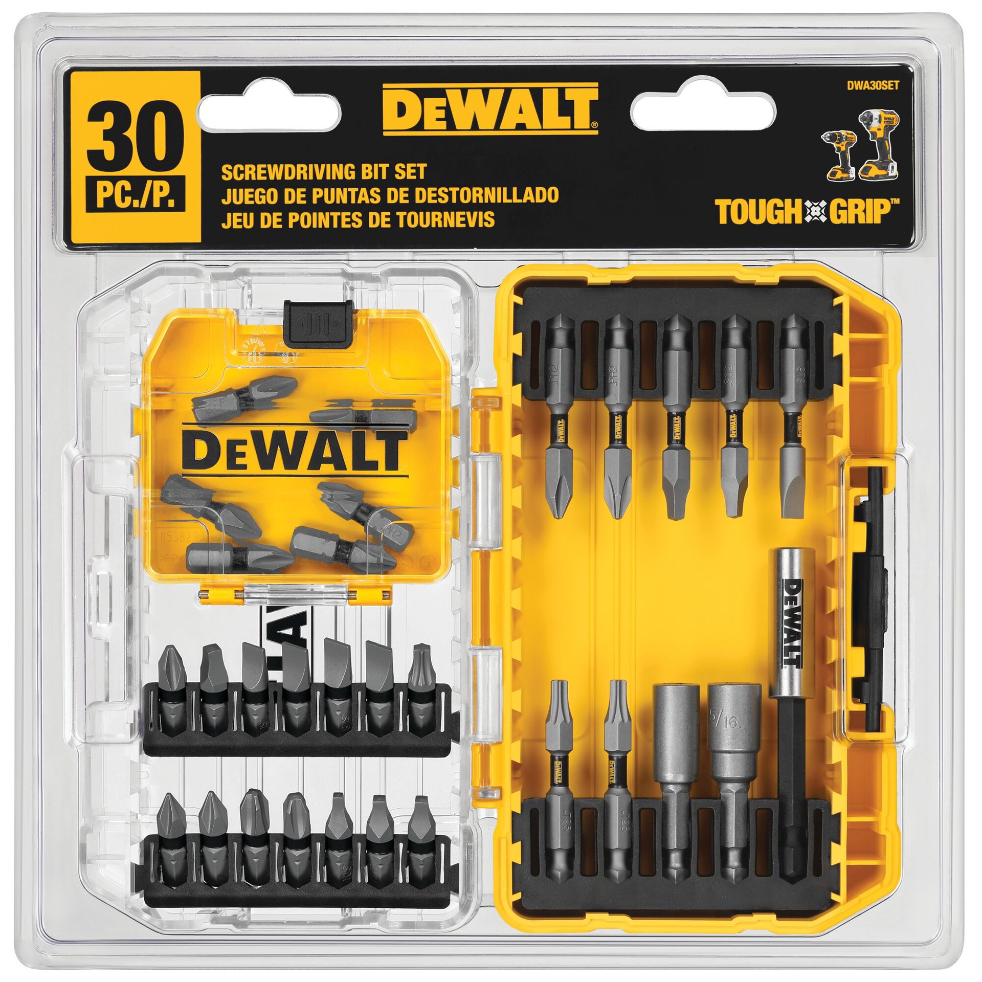 slide 1 of 6, DEWALT Tough Grip Screwdriver Bit Set (30-Piece), 1 ct