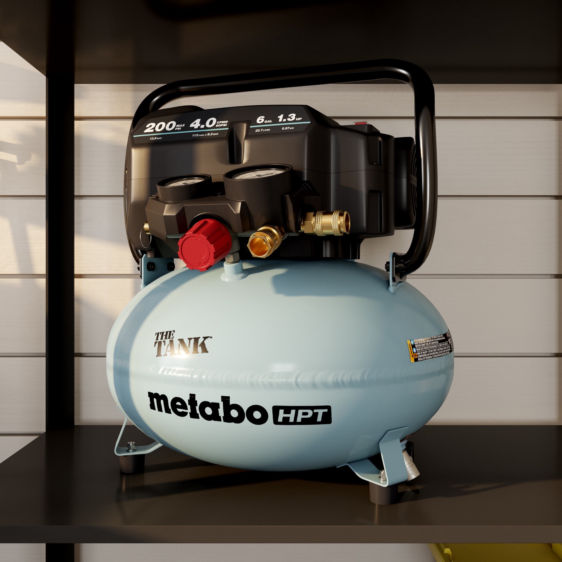 slide 5 of 6, Metabo HPT The Tank 6-Gallon Portable Electric 200 PSI Pancake Air Compressor, 1 ct