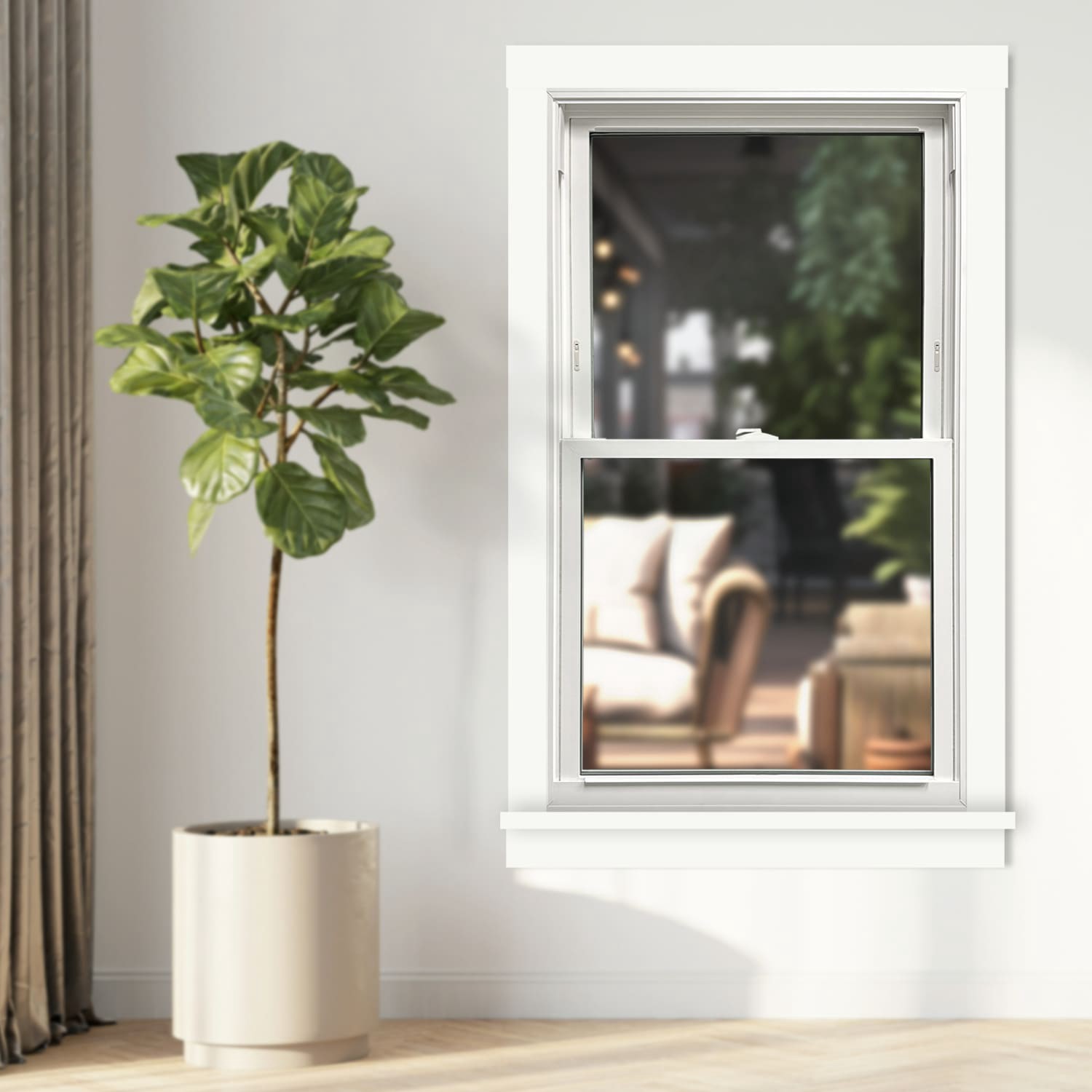 slide 2 of 6, United Window & Door PRO Series 35-3/4-in x 53-1/2-in White Exterior White Interior Vinyl Replacement Double Hung Window Low-E argon Double Pane Glass (Half Screen Included), 1 ct